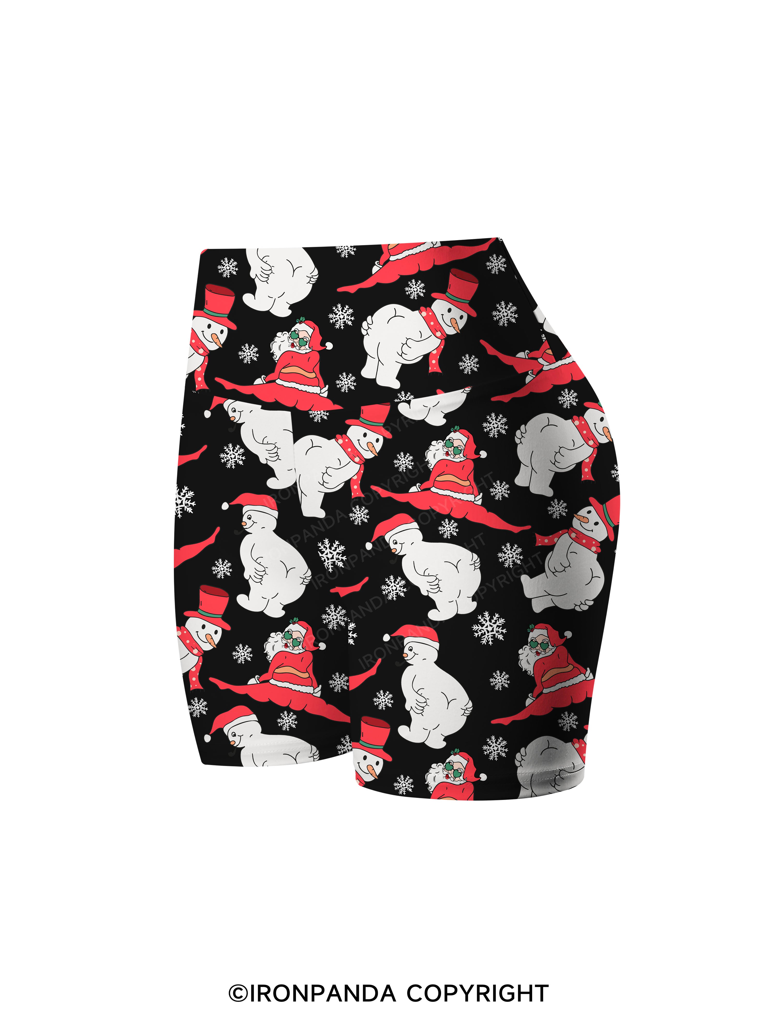 MERRY FITMAS AND A HAPPY NEW REAR Printed Yoga Cycling Shorts