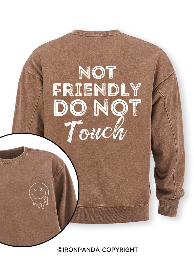 Not friendly, do not touch Double-Sided Printed Washed Sweatshirt