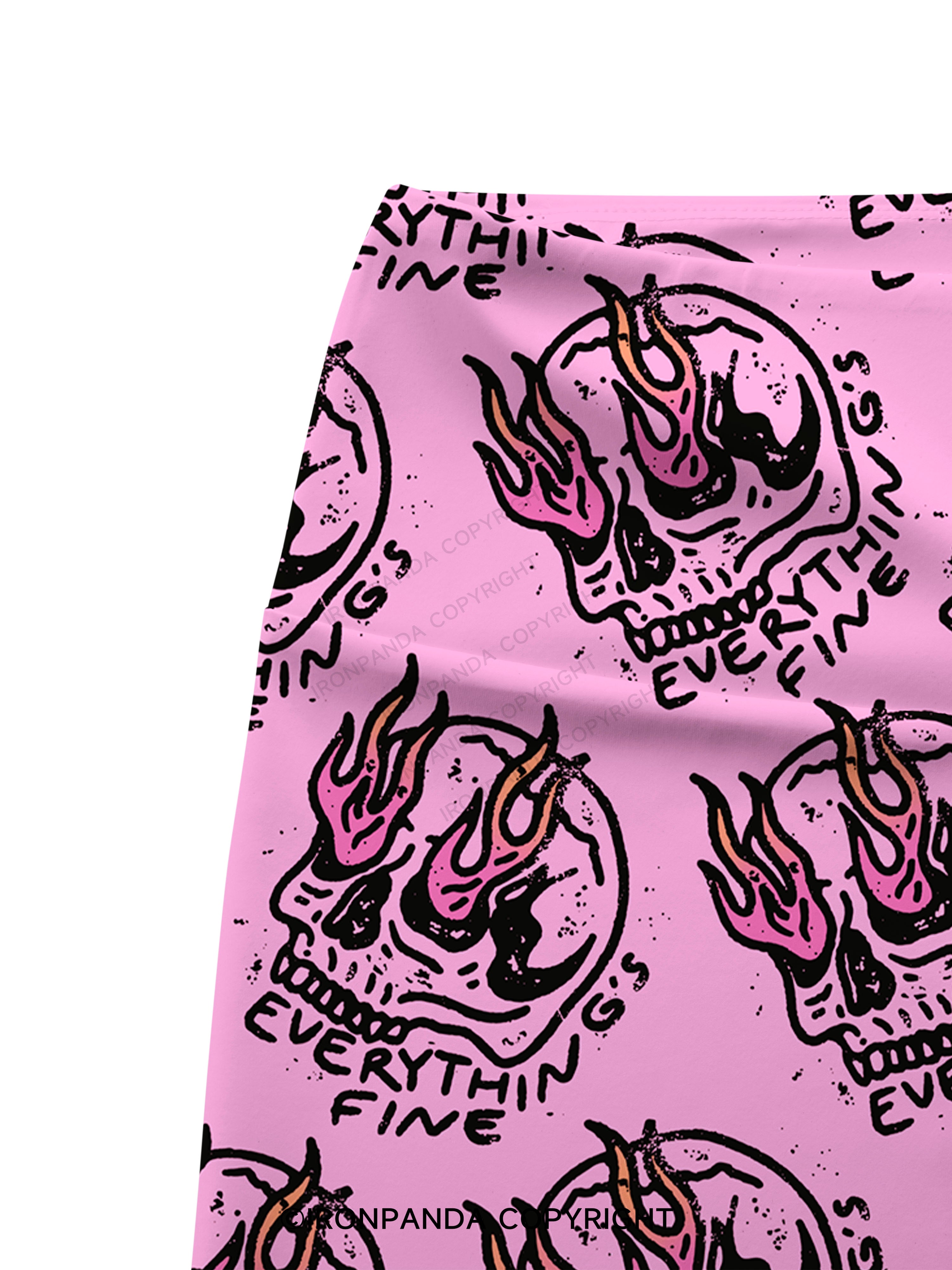 Everything is Fine Funny Skeleton Printed Yoga Cycling Shorts