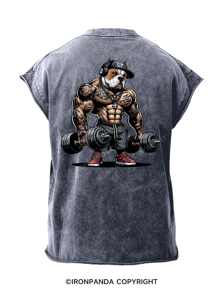 bulldog weightlifting Back Printed Cut Off Tank