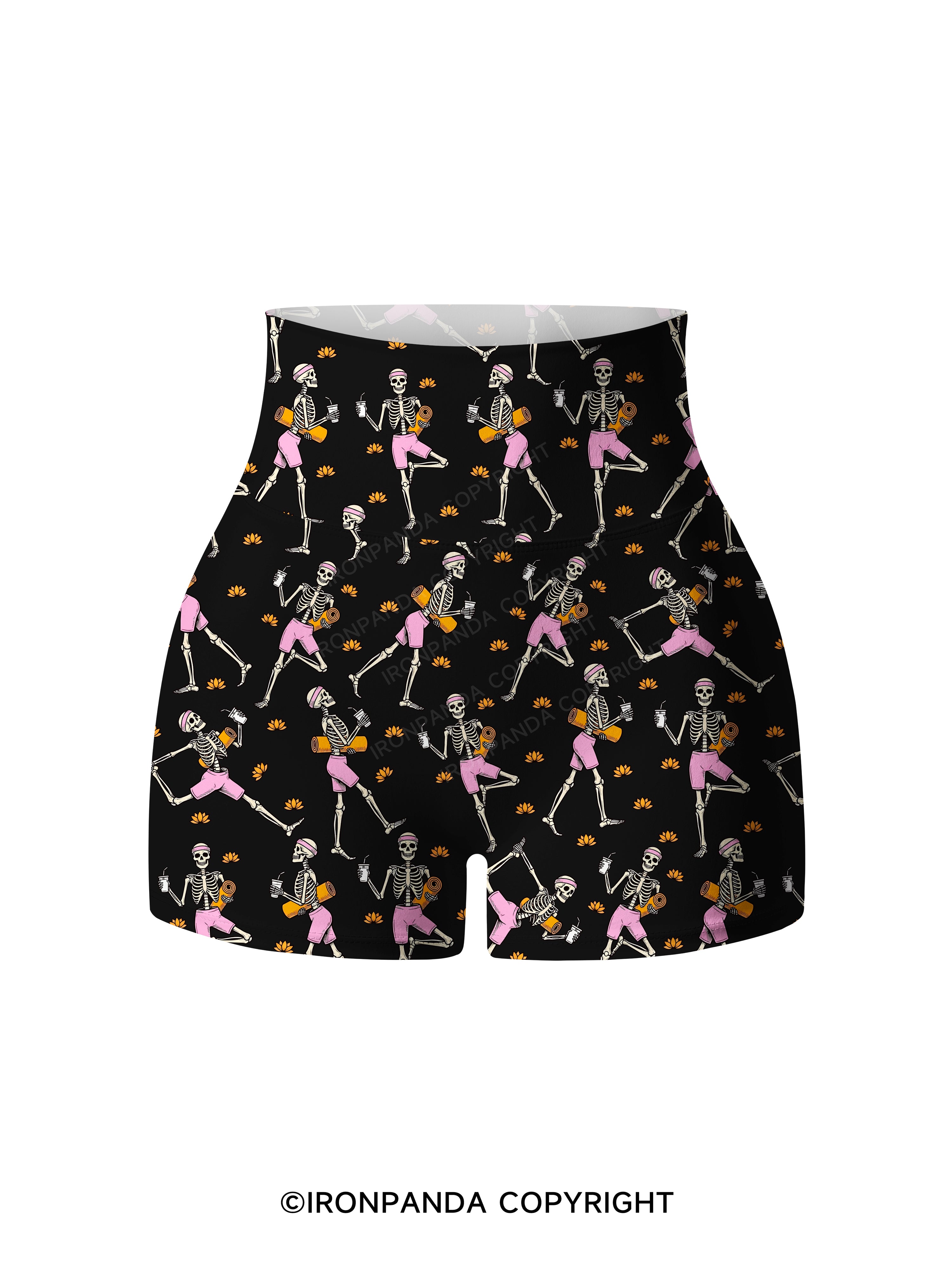 SKELETON YOGA FITNESS Print Printed Yoga Shorts
