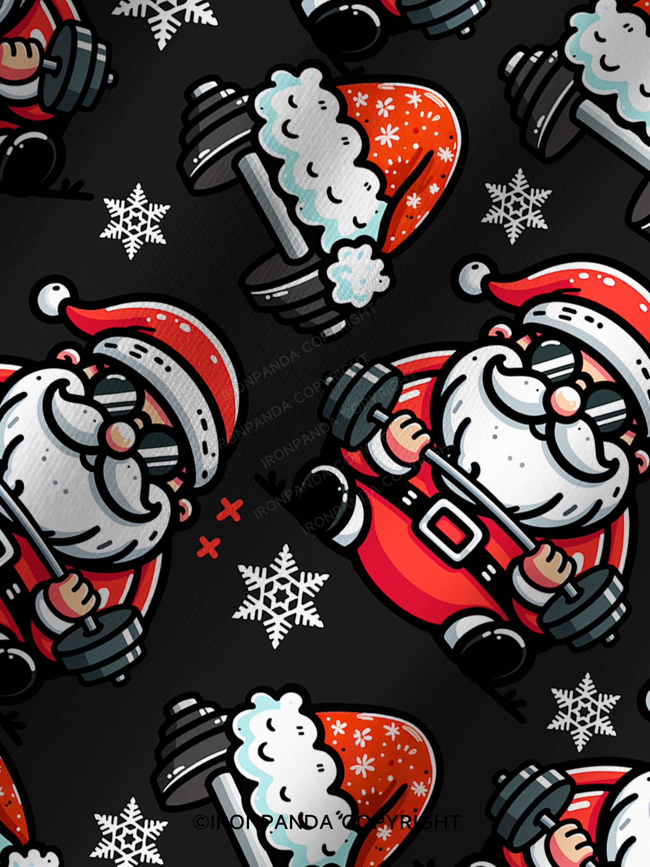 Lifting Santa Claus Printed Yoga Shorts