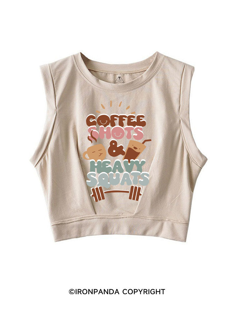 COFFEE SHOTS AND HEAVY SQUAT SLEEVELESS CROP TOPS