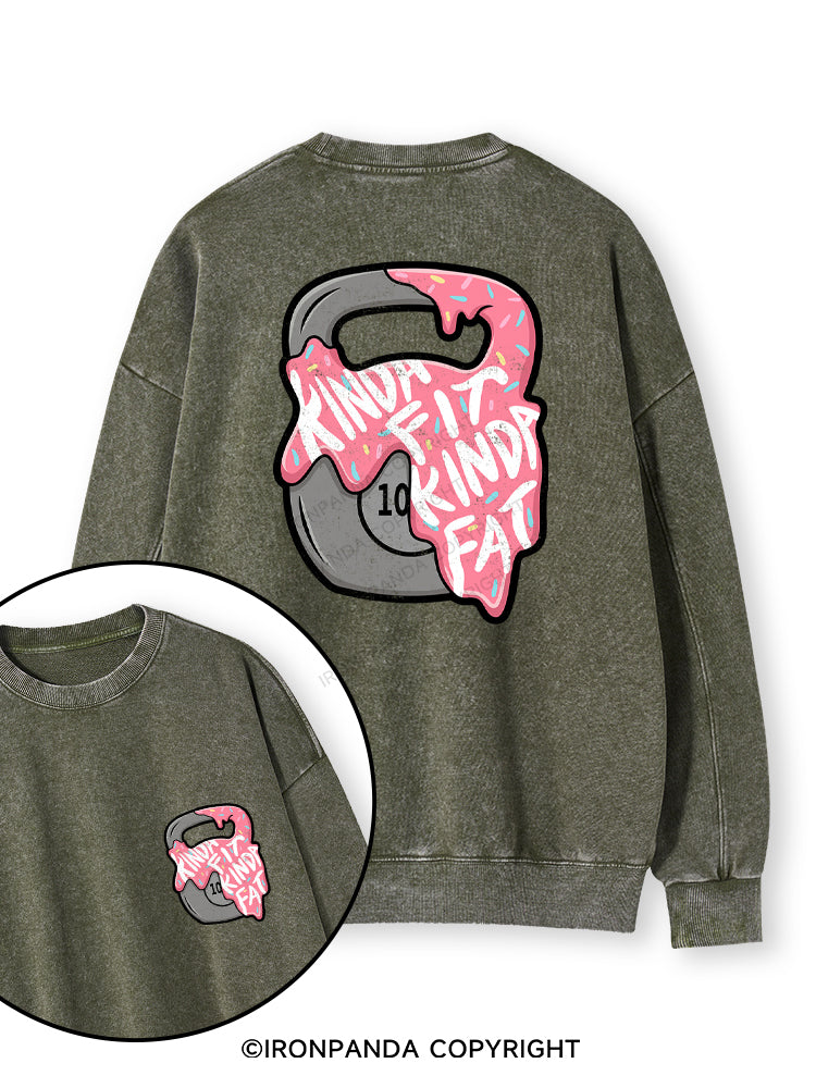 kinda fit sorta fat donut Double-Sided Printed Washed Sweatshirt