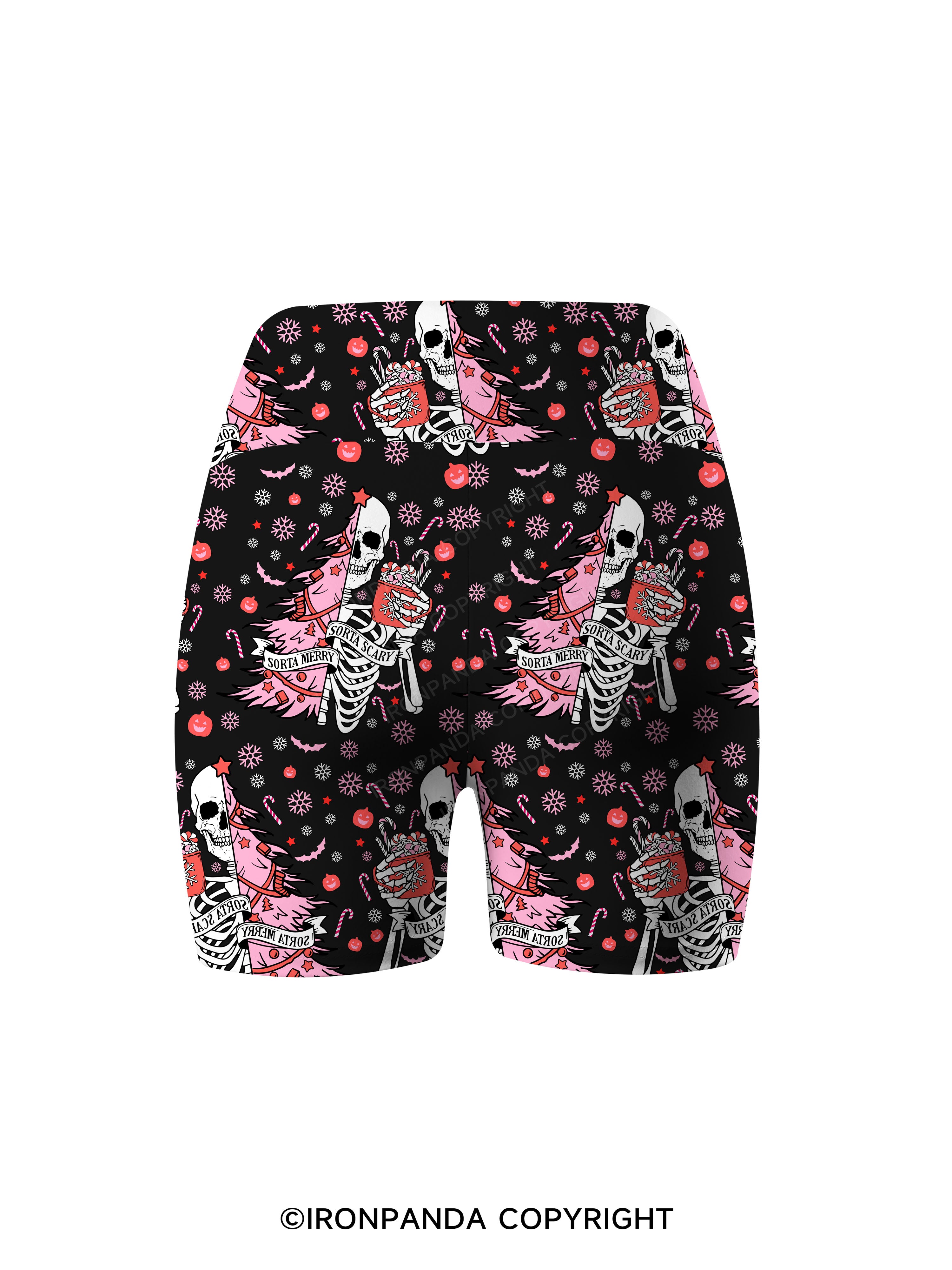 SORTA MERRY SORTA SCARY Printed Yoga Cycling Shorts