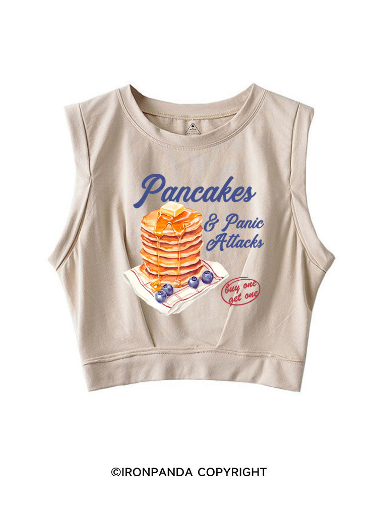 Pancakes & Panic Attacks SLEEVELESS CROP TOPS