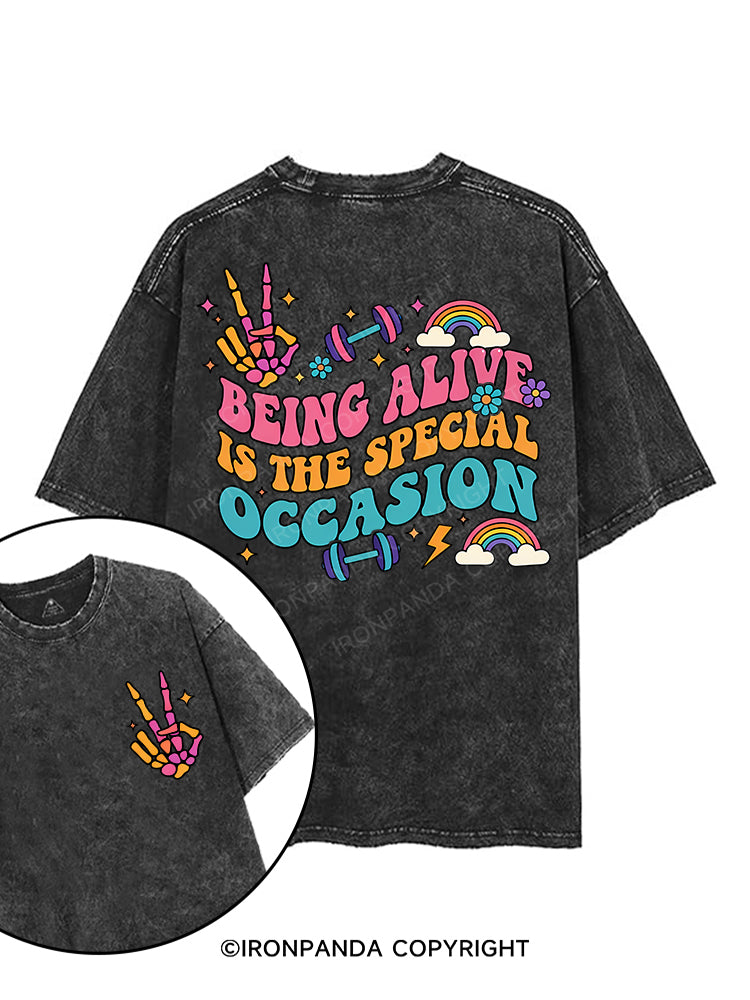 BEING ALIVE IS THE SPECIAL OCCASION printed Gym Shirt