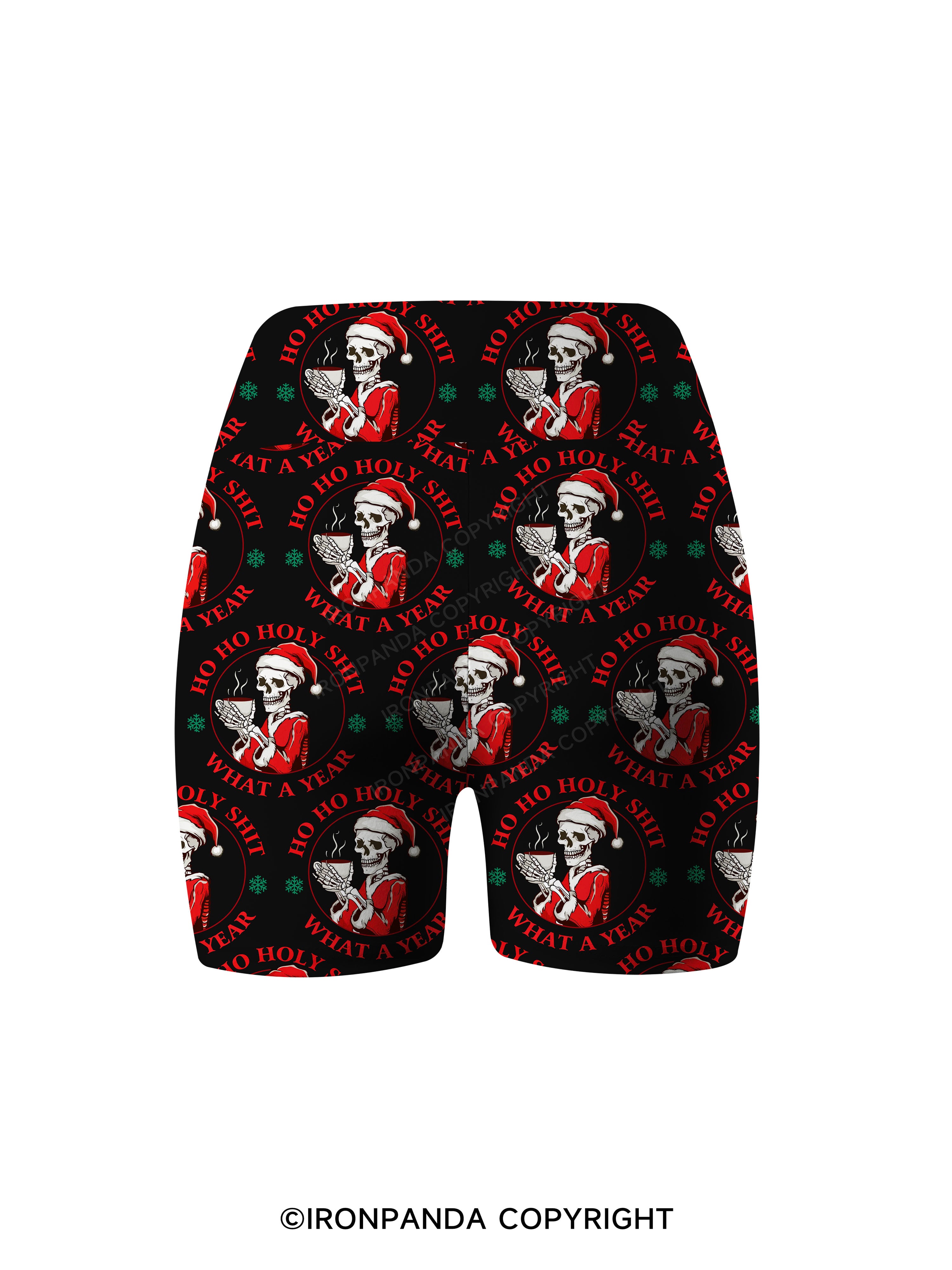 HOHOHO HOLLY SHIT WHAT A YEAR Printed Yoga Cycling Shorts