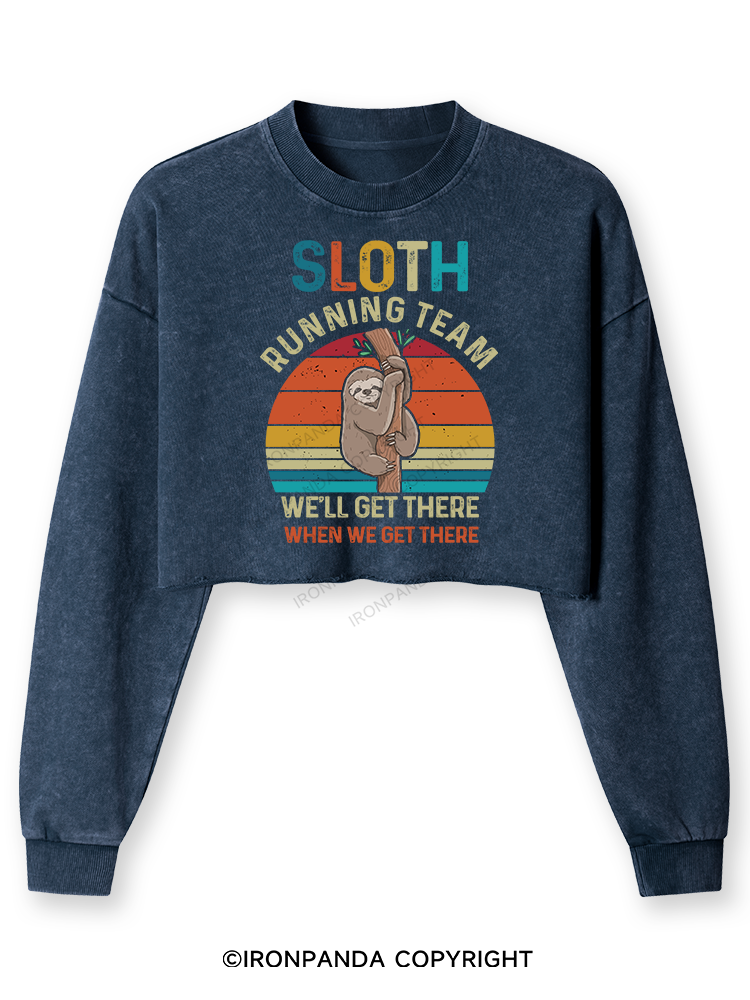 SLOTH RUNNING TEAM Washed Long-Sleeve Crop Top