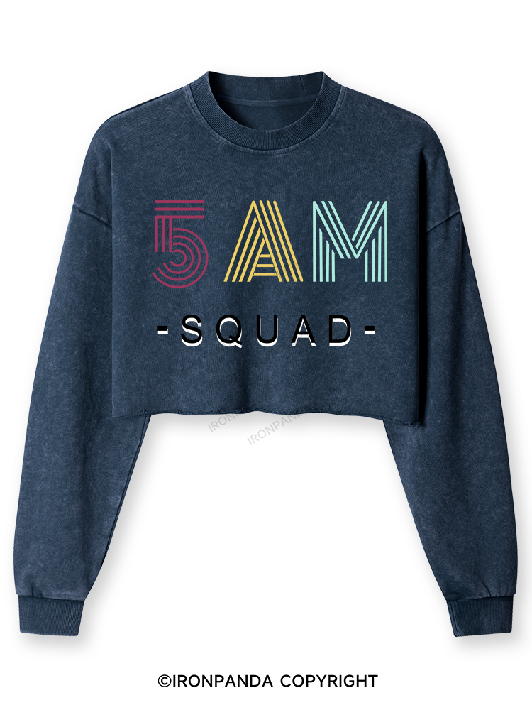 5 AM SQUAD Washed Long-Sleeve Crop Top