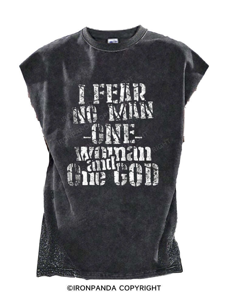 I fear no man, one woman, and one God Cut Off Tank