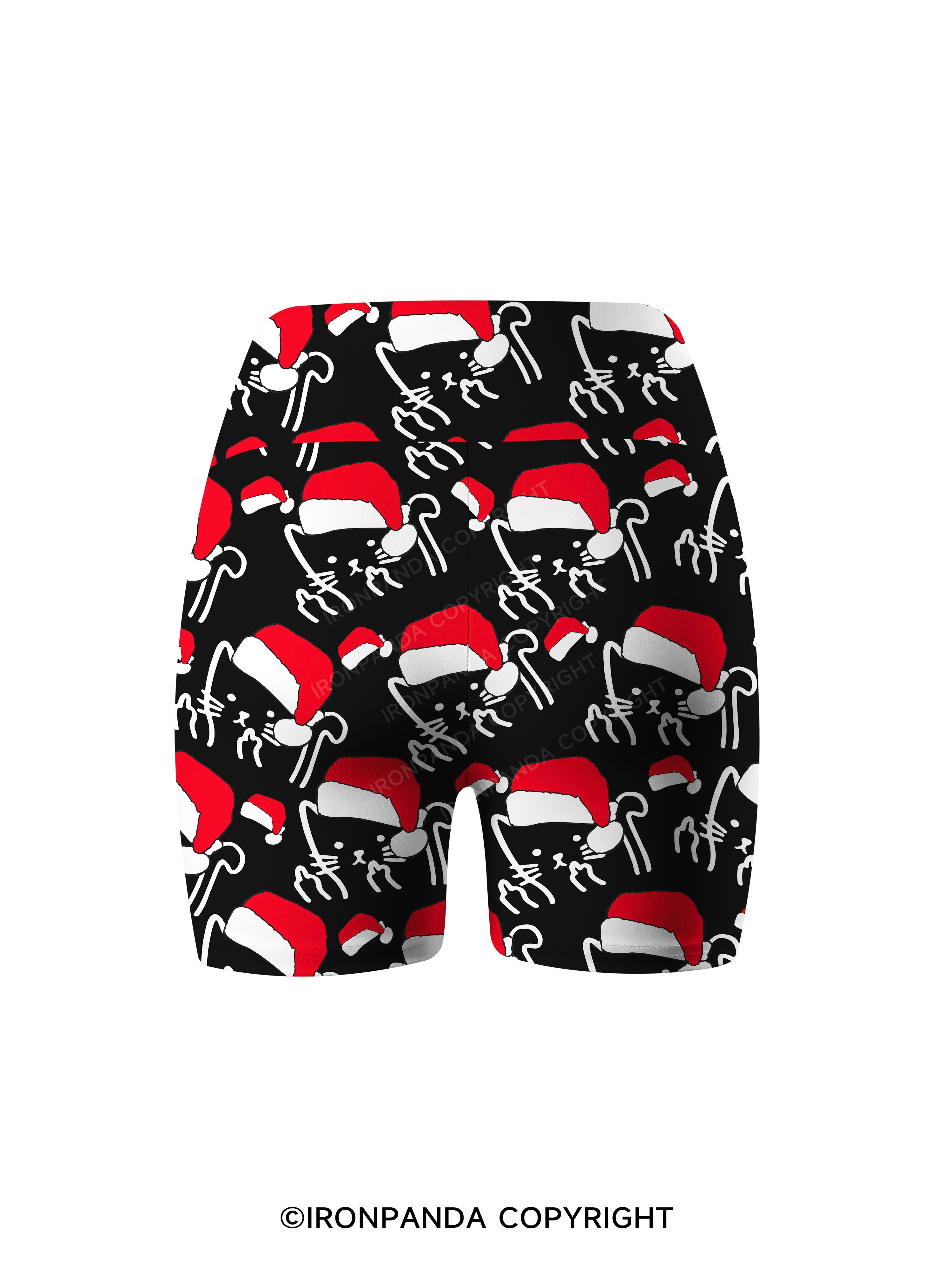 MEOWY CHRISTMAS MOTHER FLUFFER Printed Yoga Cycling Shorts