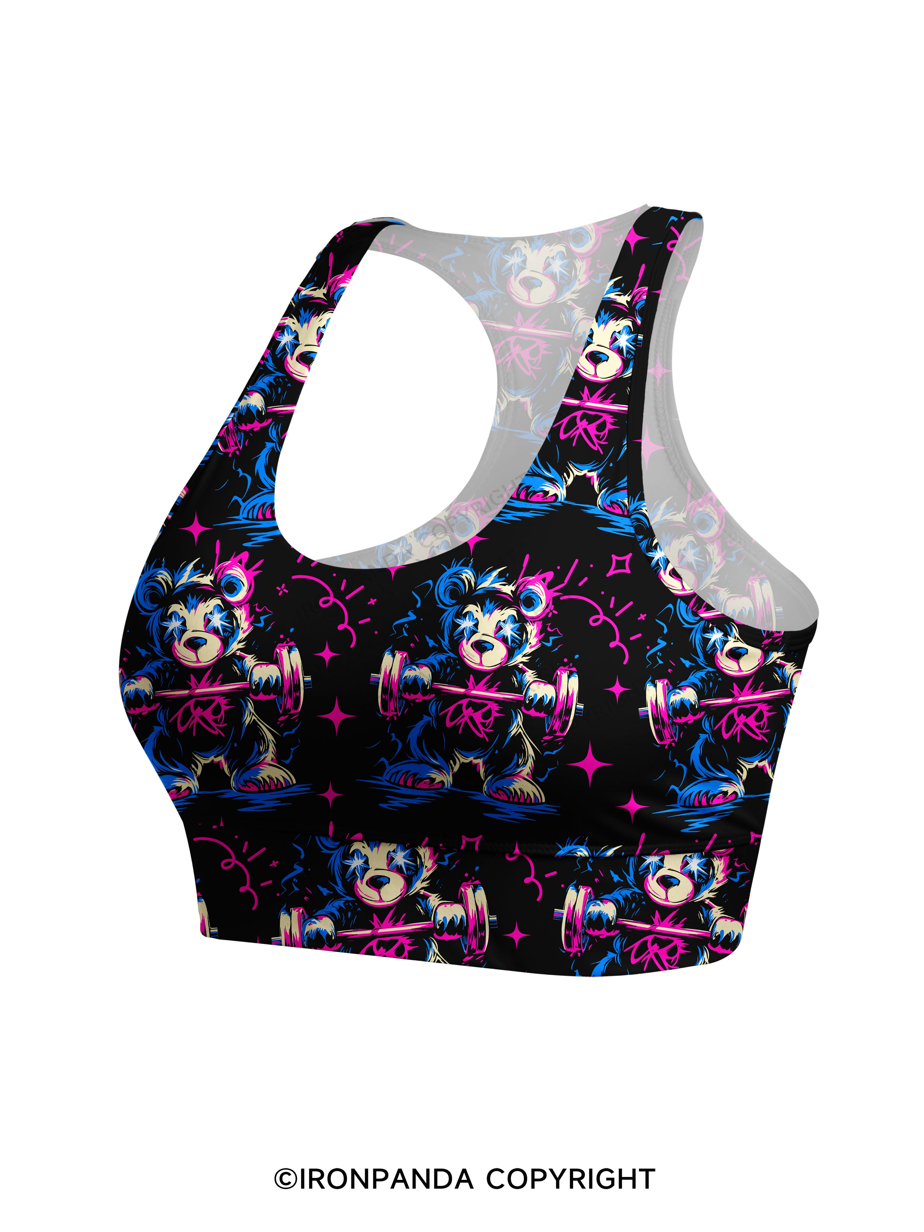 LIFT HEAVY PET BEAR Racerback Sports Bra