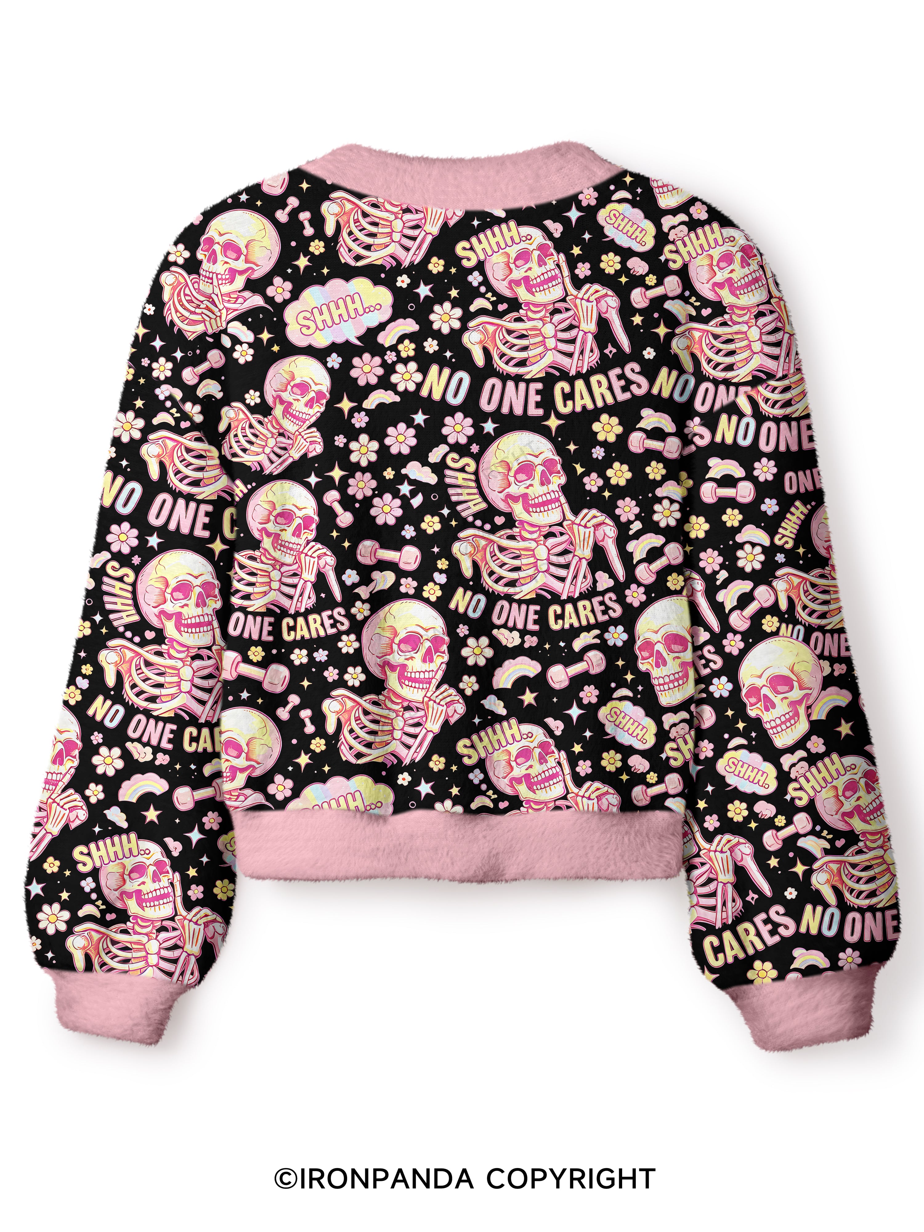 shhh no one cares Crop Ugly Cardigan Sweater