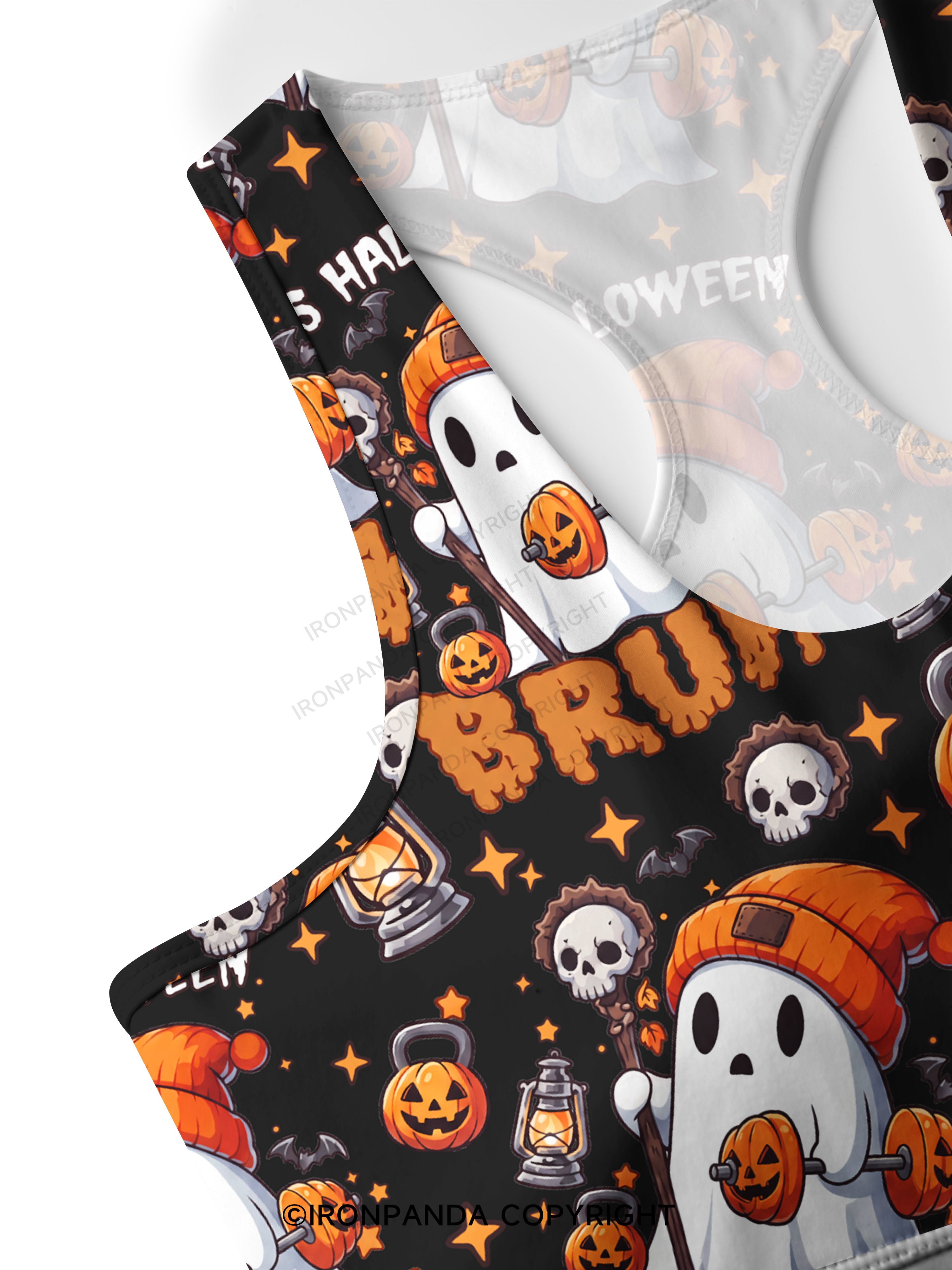 IT'S HALLOWEEN BRUH Racerback Sports Bra