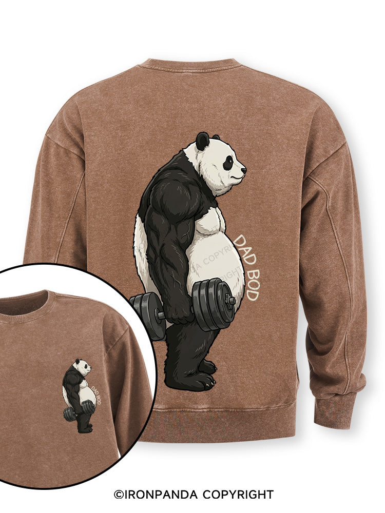 Dad Bod Panda Double-Sided Printed Washed Sweatshirt