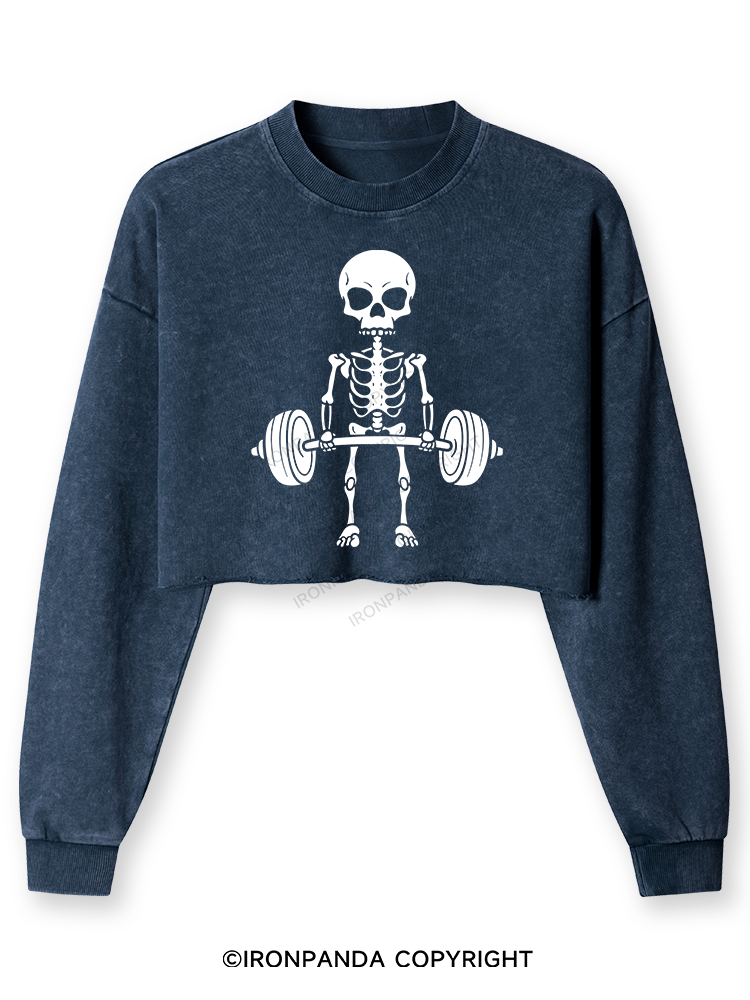 Deadlift Squad Washed Long-Sleeve Crop Top