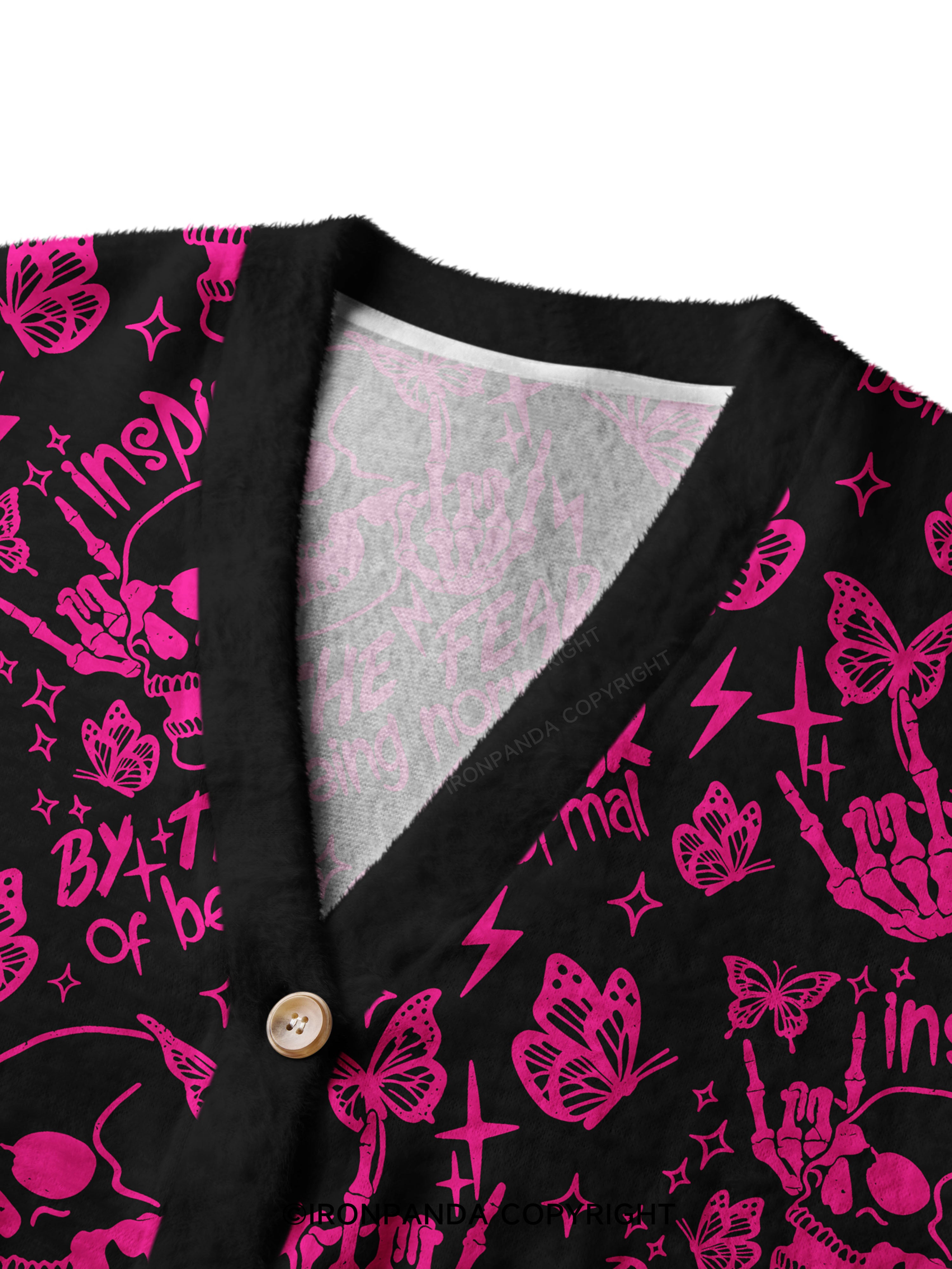 INSPIRED BY THE FEAR OF BEING NORMAL SKELETON Crop Ugly Cardigan Sweater