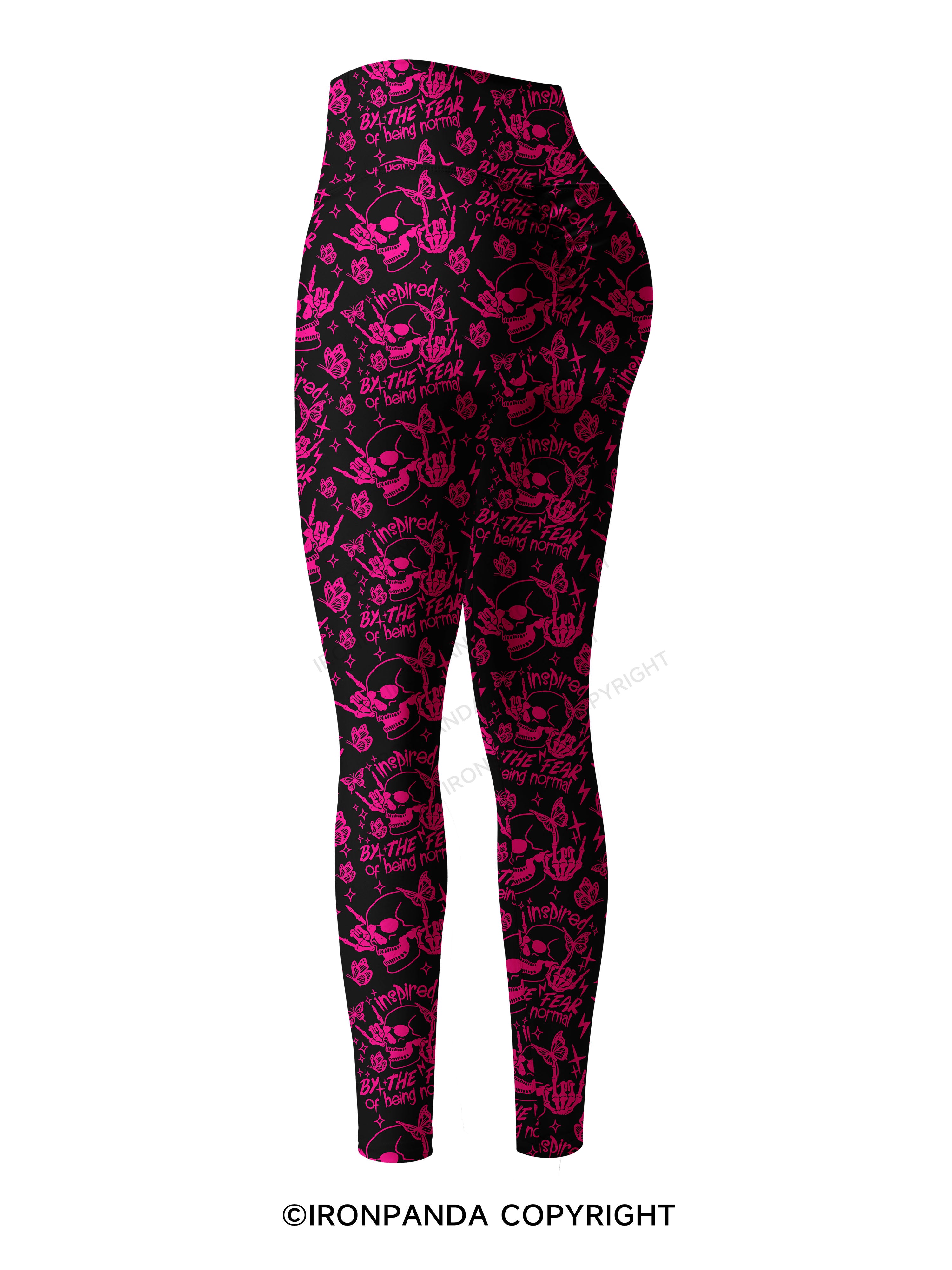 INSPIRED BY THE FEAR OF BEING NORMAL SKELETON Printed Yoga Pants
