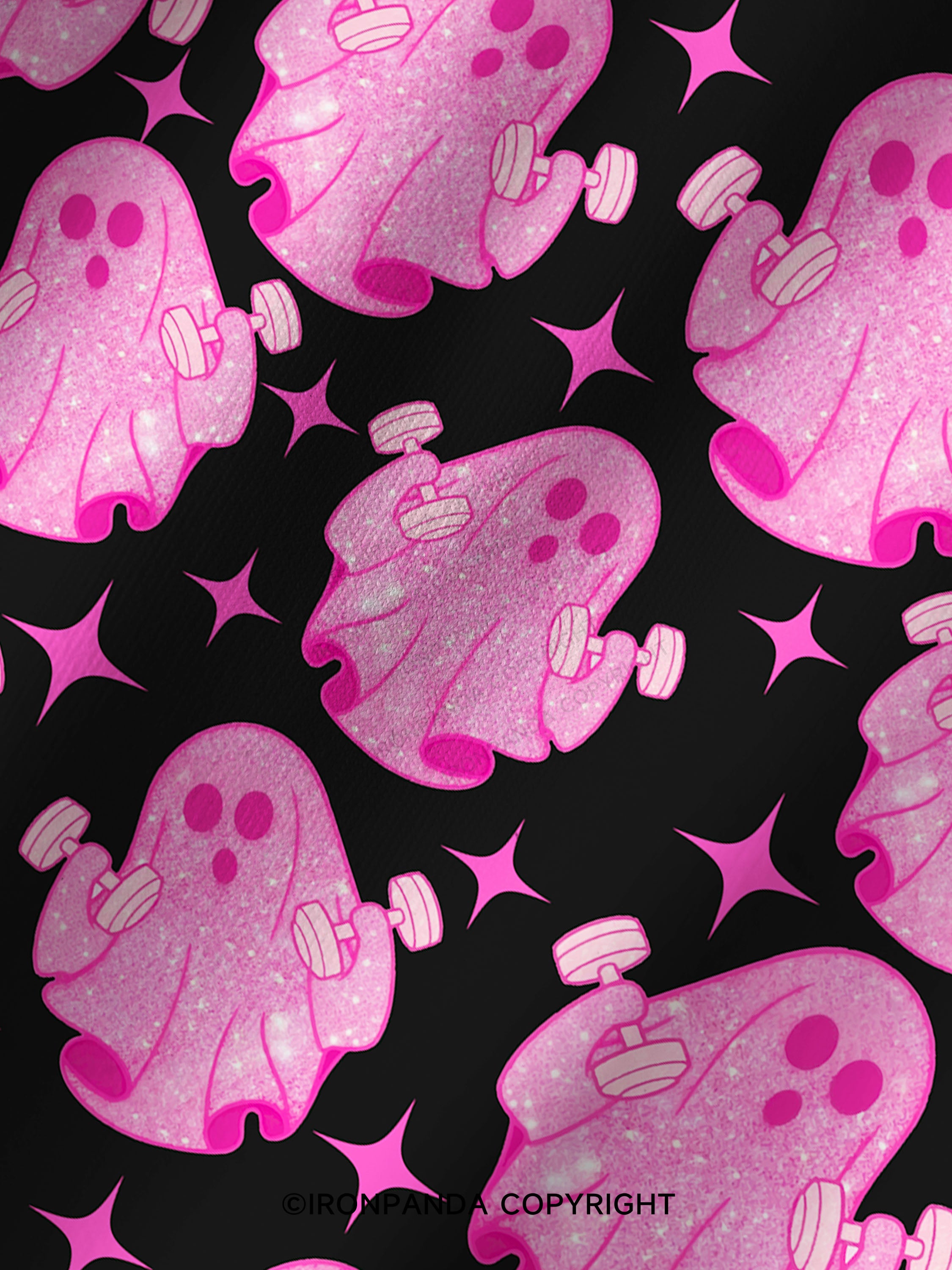 Pink Power Ghost Print Printed Yoga Shorts