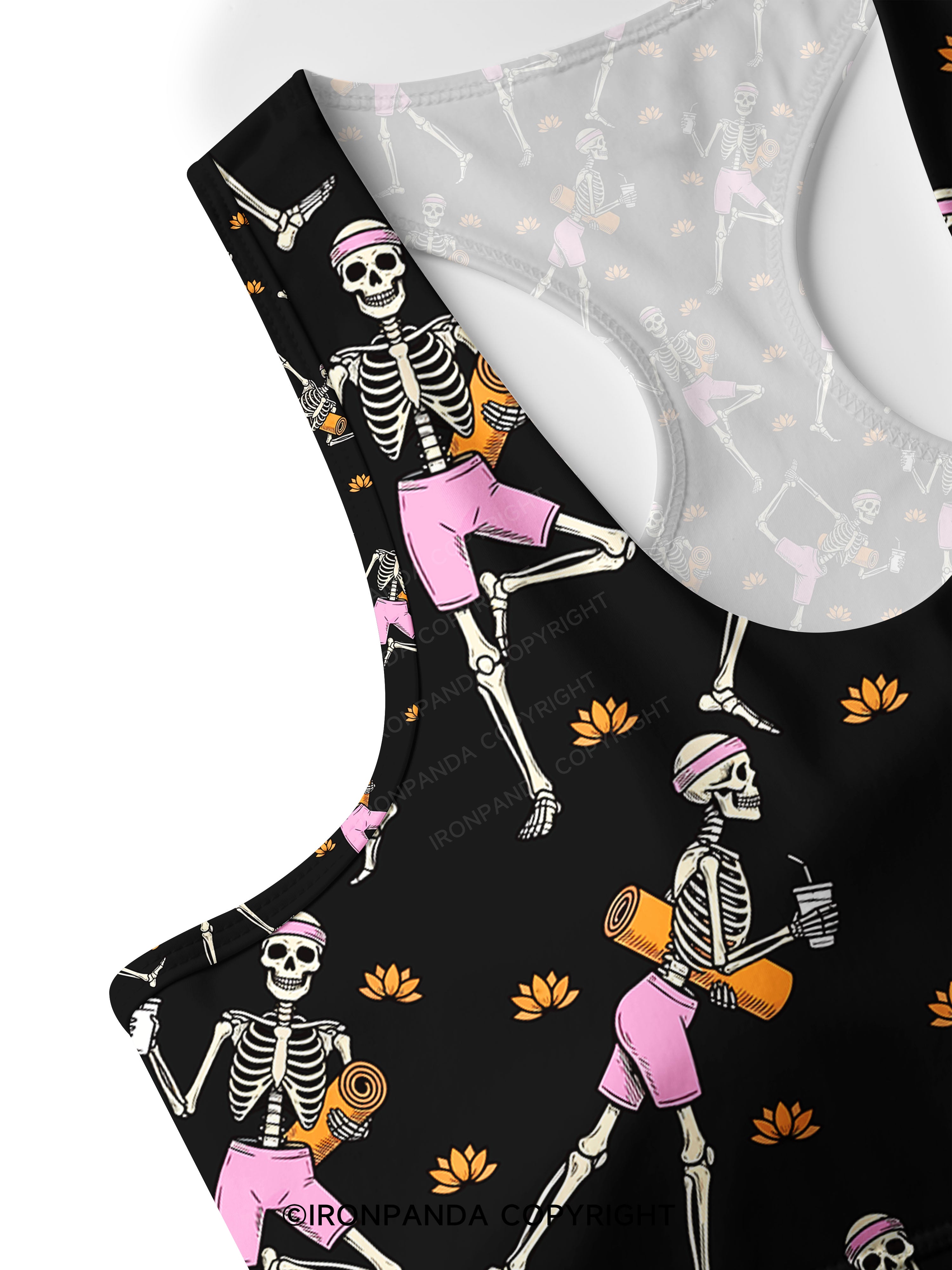 SKELETON YOGA FITNESS Racerback Sports Bra