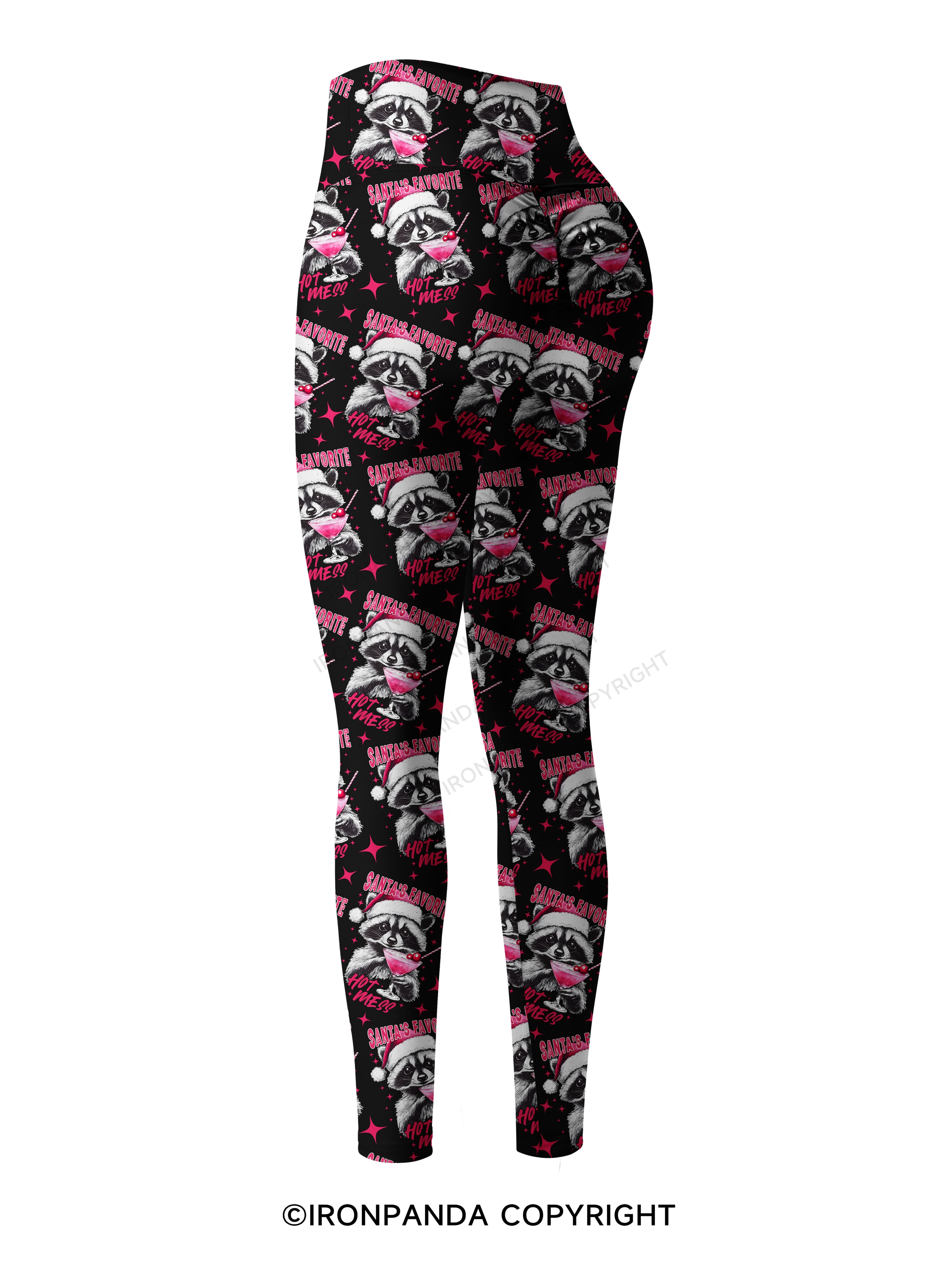 SANTA'S FAVORITE HOT MESS Printed Yoga Pants