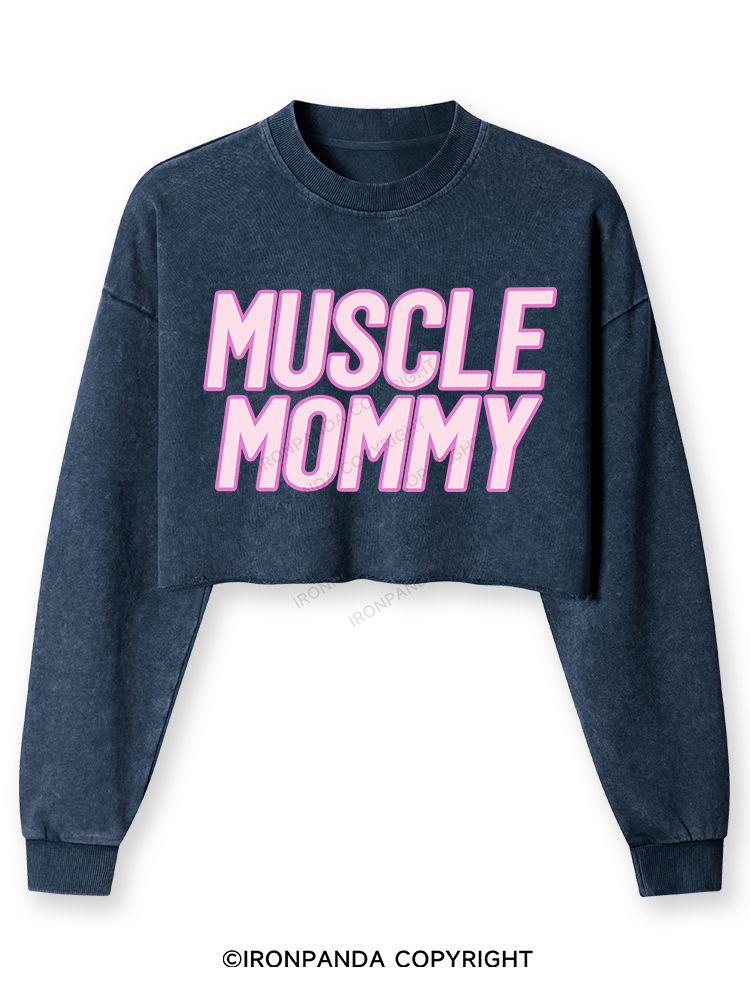 Muscle Mom Washed Long-Sleeve Crop Top
