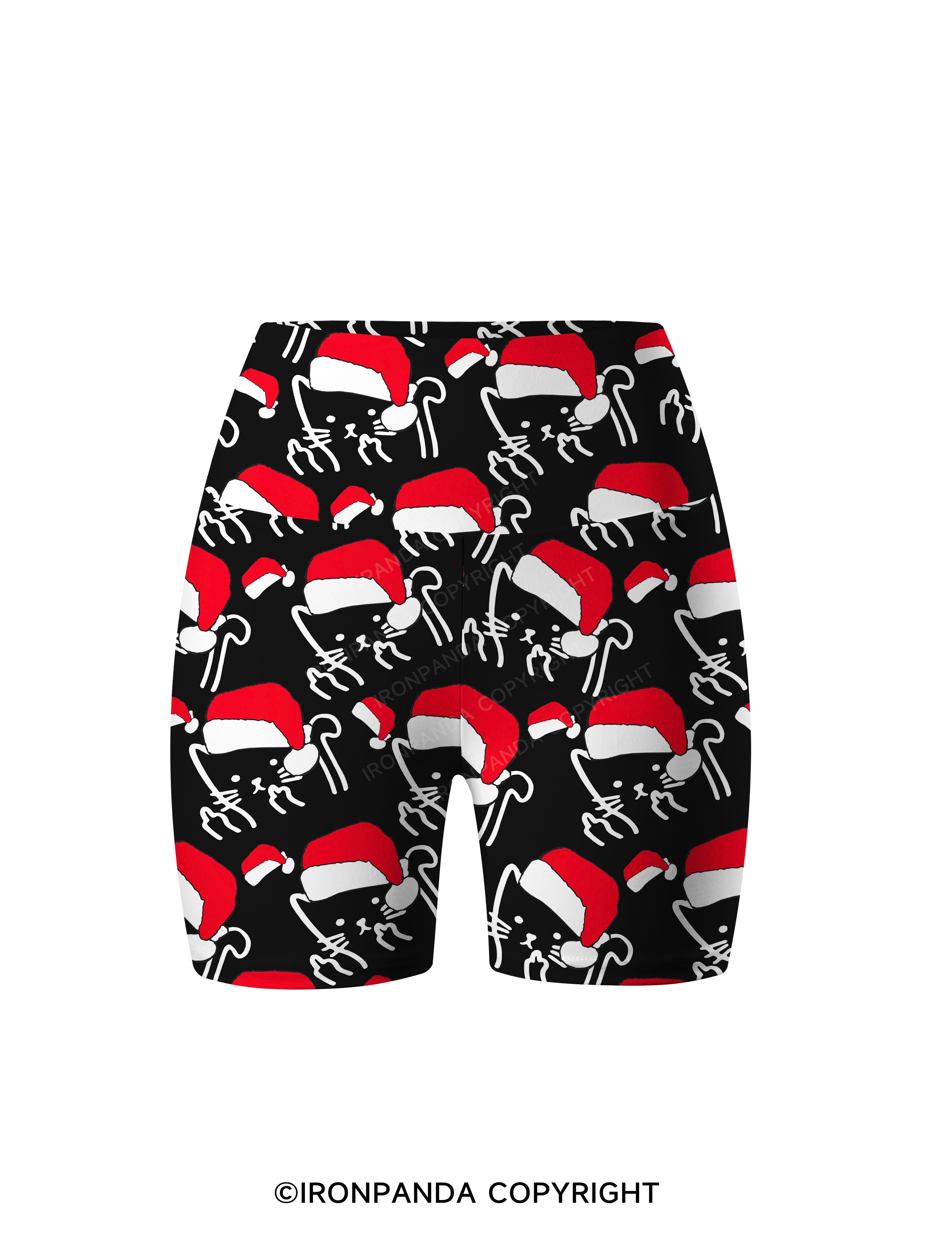 MEOWY CHRISTMAS MOTHER FLUFFER Printed Yoga Cycling Shorts