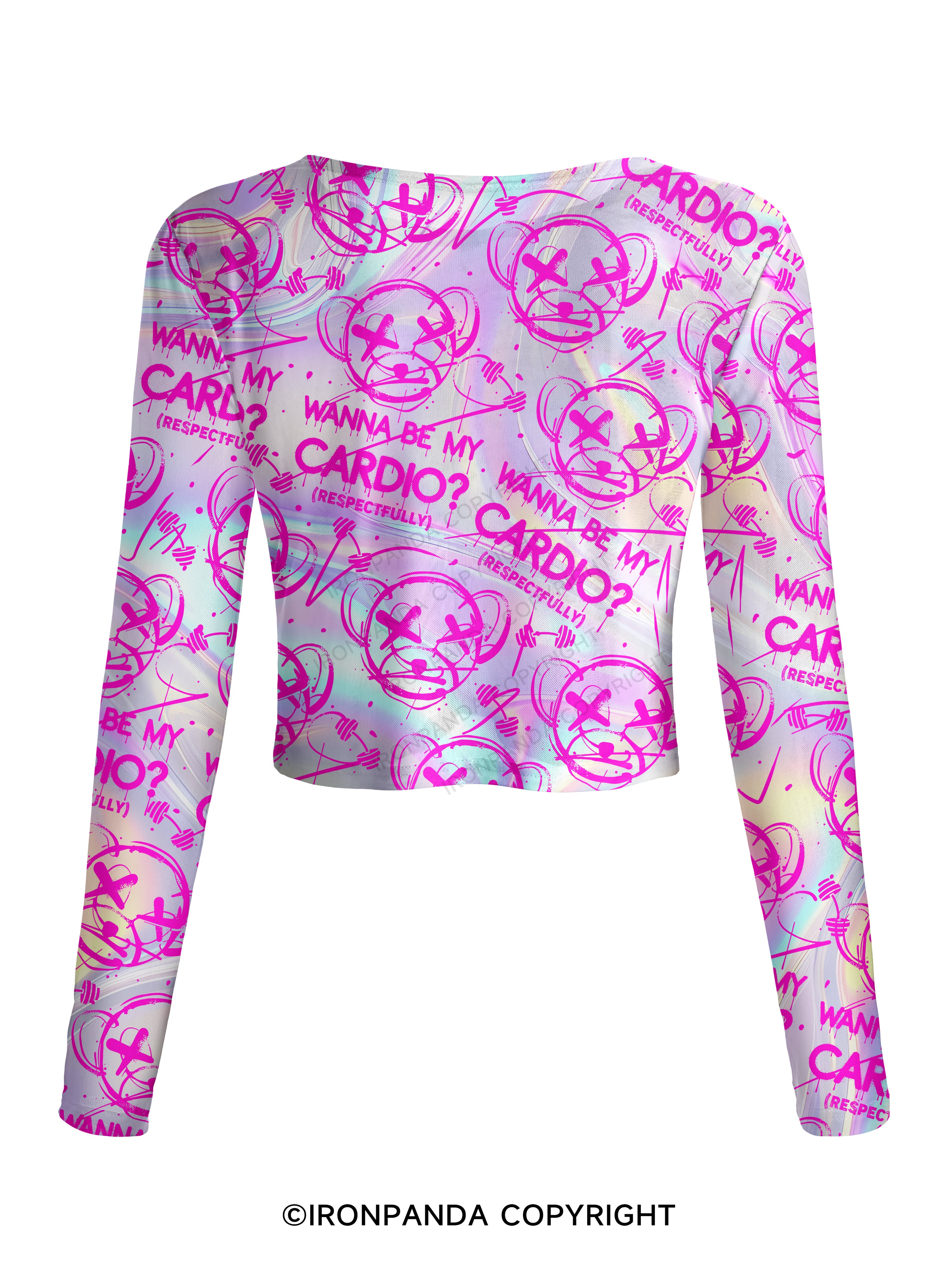 WANNA BE MY CARDIO Mesh Long Sleeve Top