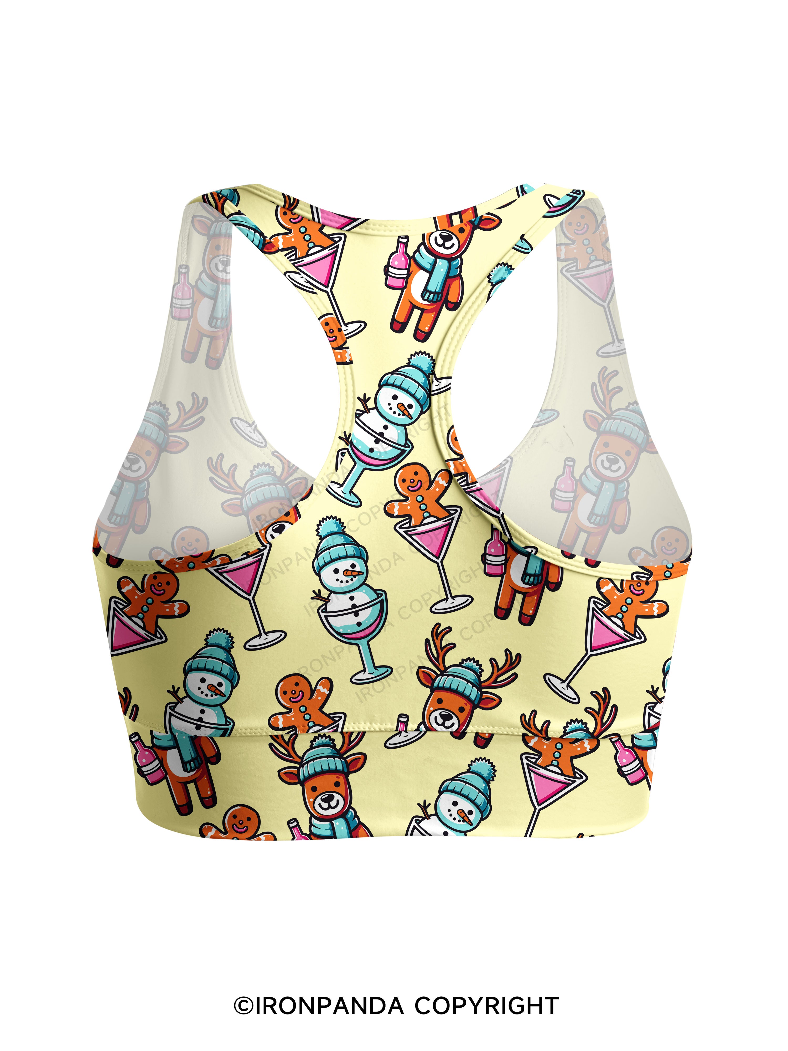 CUTESY CHRISTMAS DRINKING CREW Racerback Sports Bra
