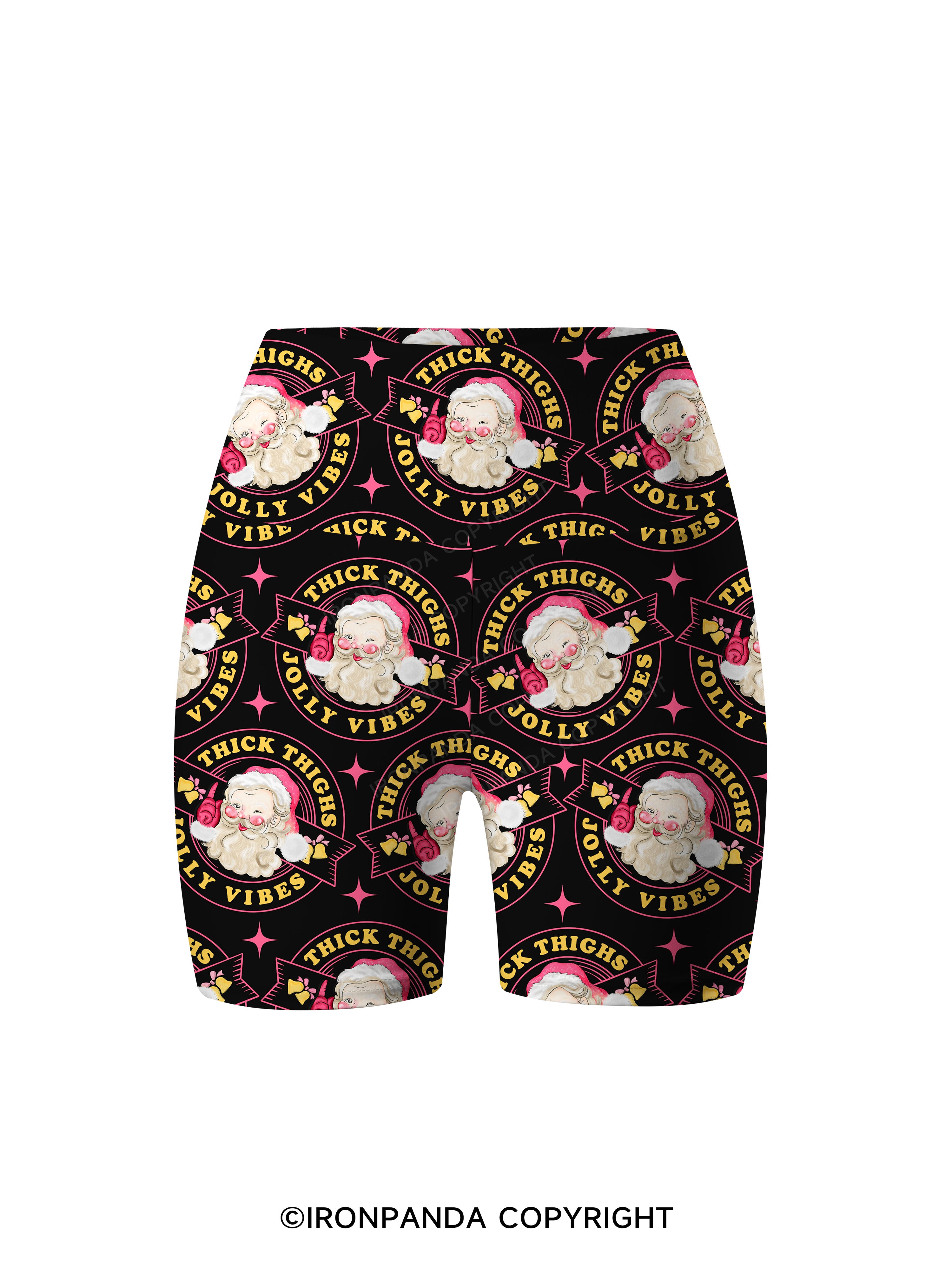 THICK THIGHS JOLLY VIBES Printed Yoga Cycling Shorts