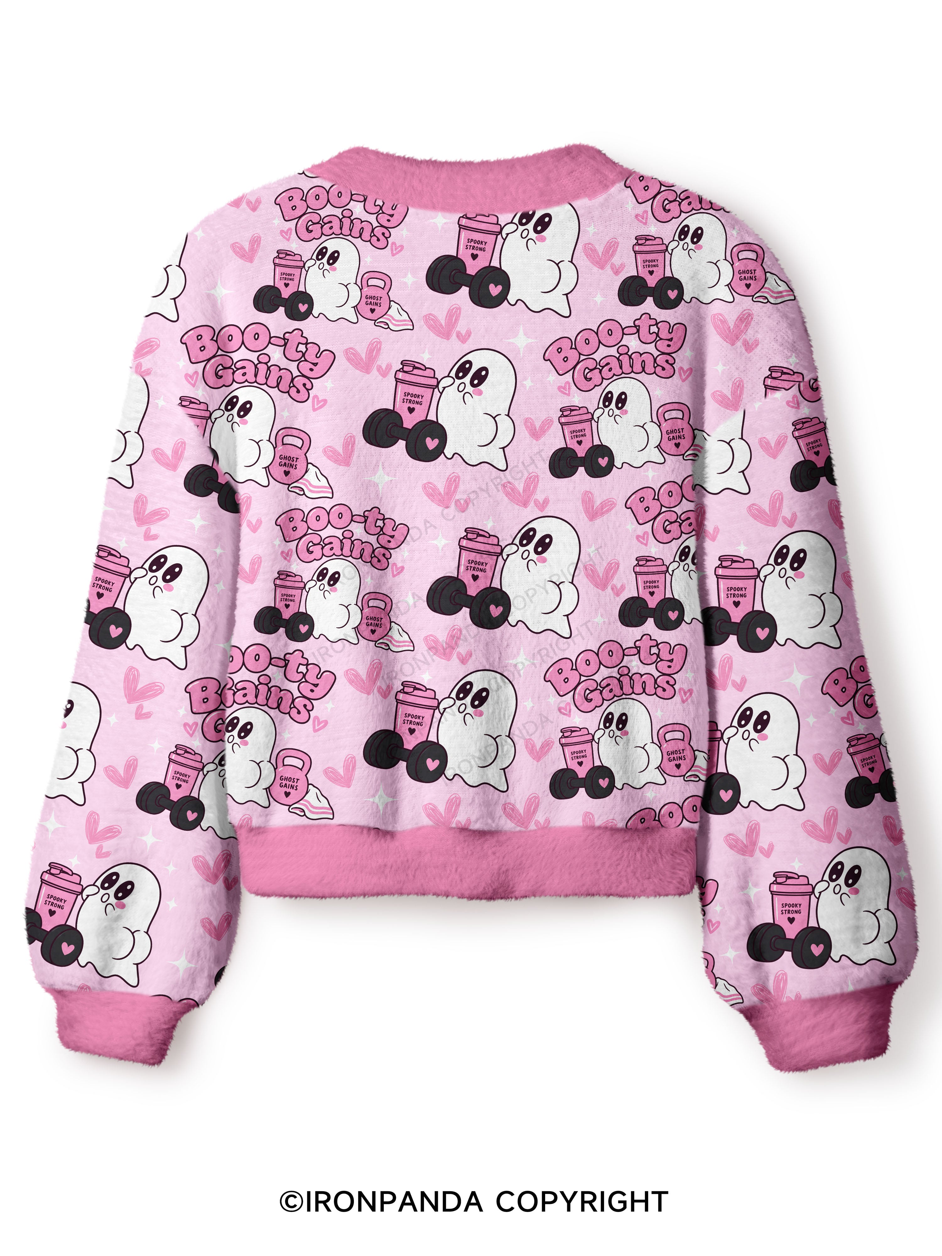 Boo-ty Gains Ghost Crop Ugly Cardigan Sweater