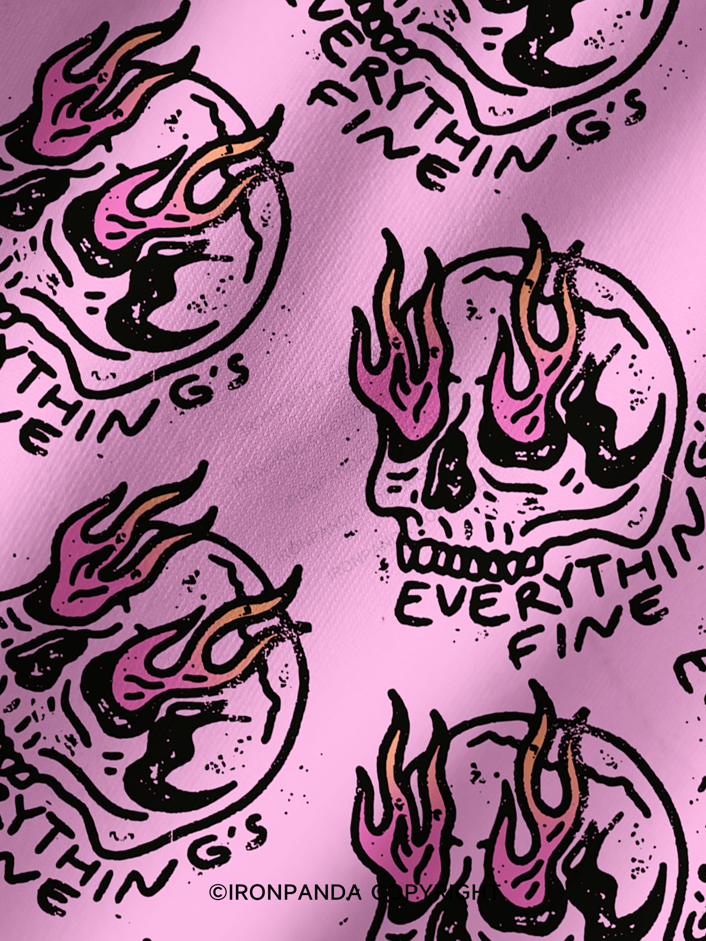 Everything is Fine Funny Skeleton Printed Yoga Shorts