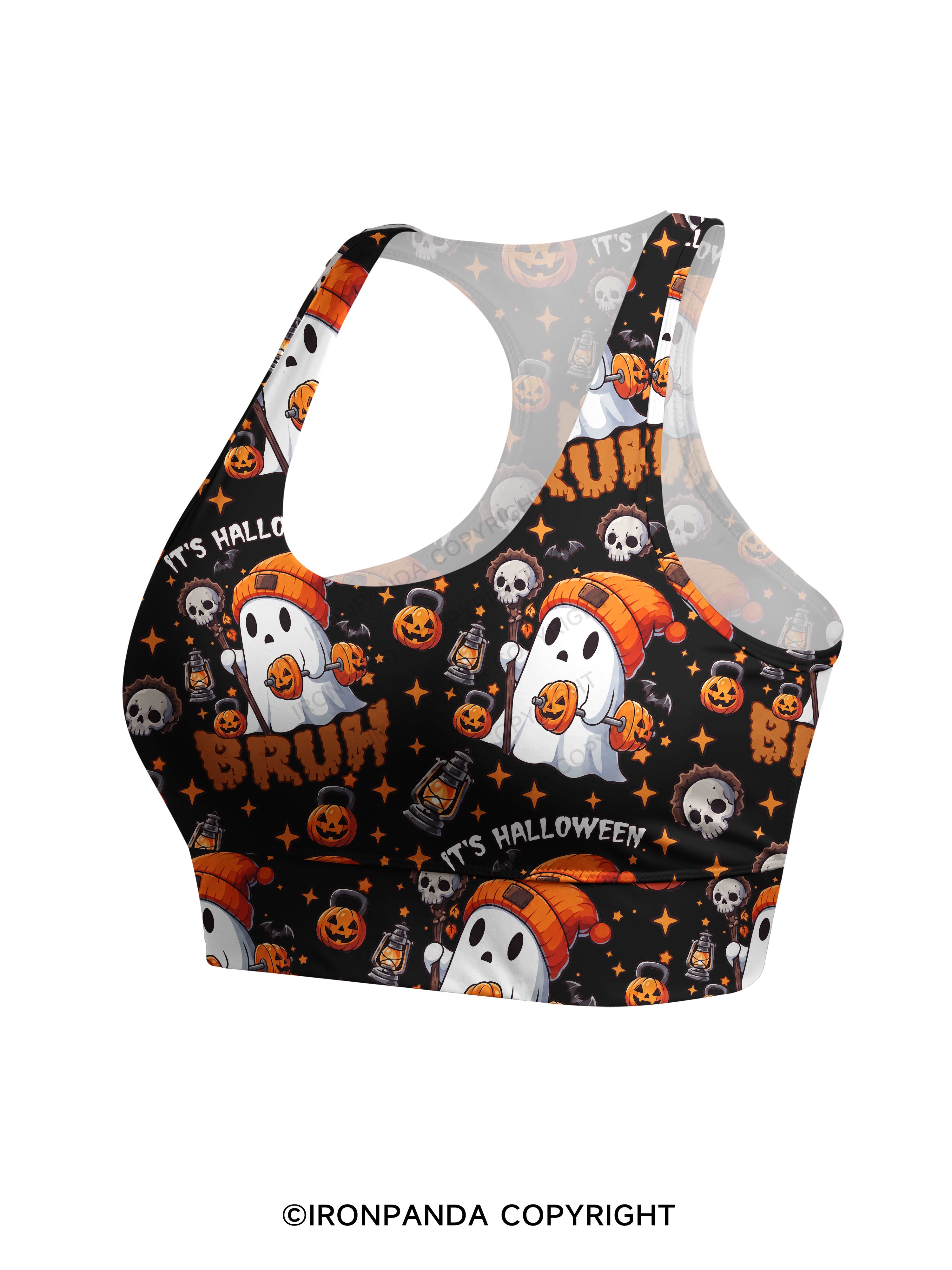 IT'S HALLOWEEN BRUH Racerback Sports Bra