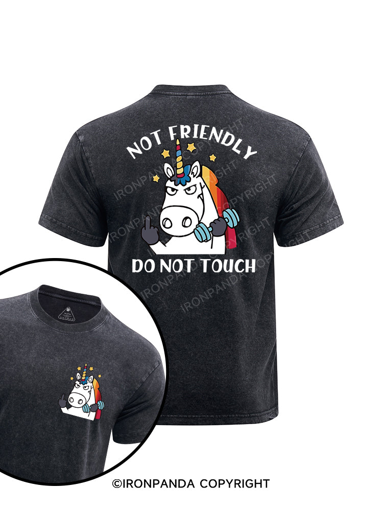Not friendly do not touch printed Washed Gym Shirt