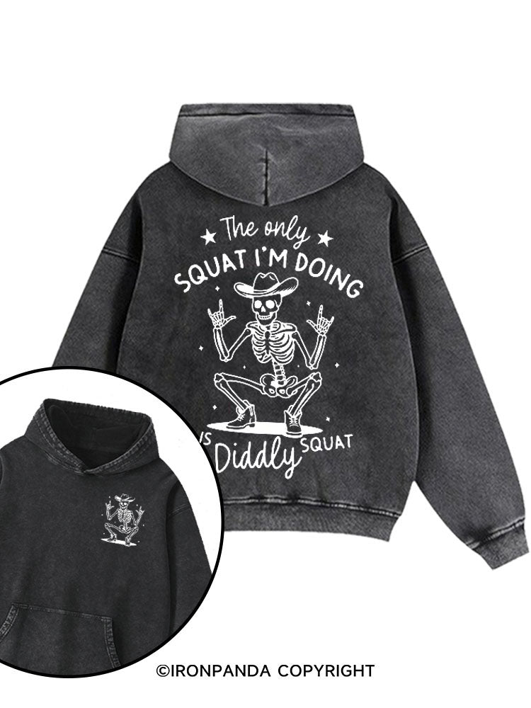 The Only Squat I'm Doing is Diddly Squat Washed Gym Hoodie