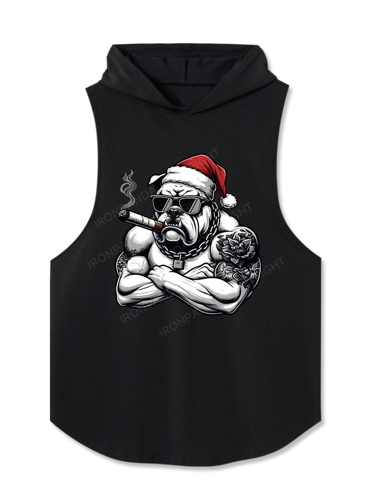 Christmas Muscle Bulldog Hooded Tank