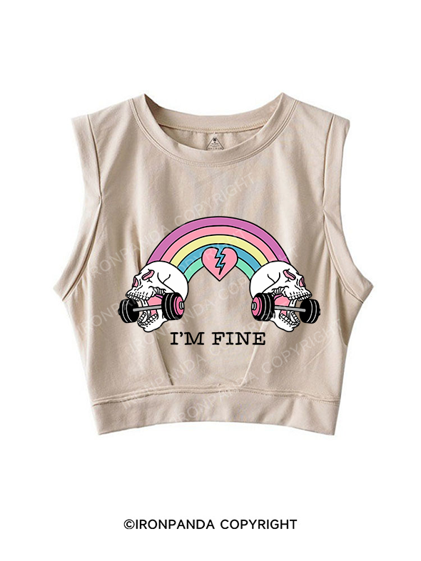 I'M FINE SLEEVELESS CROP TOPS