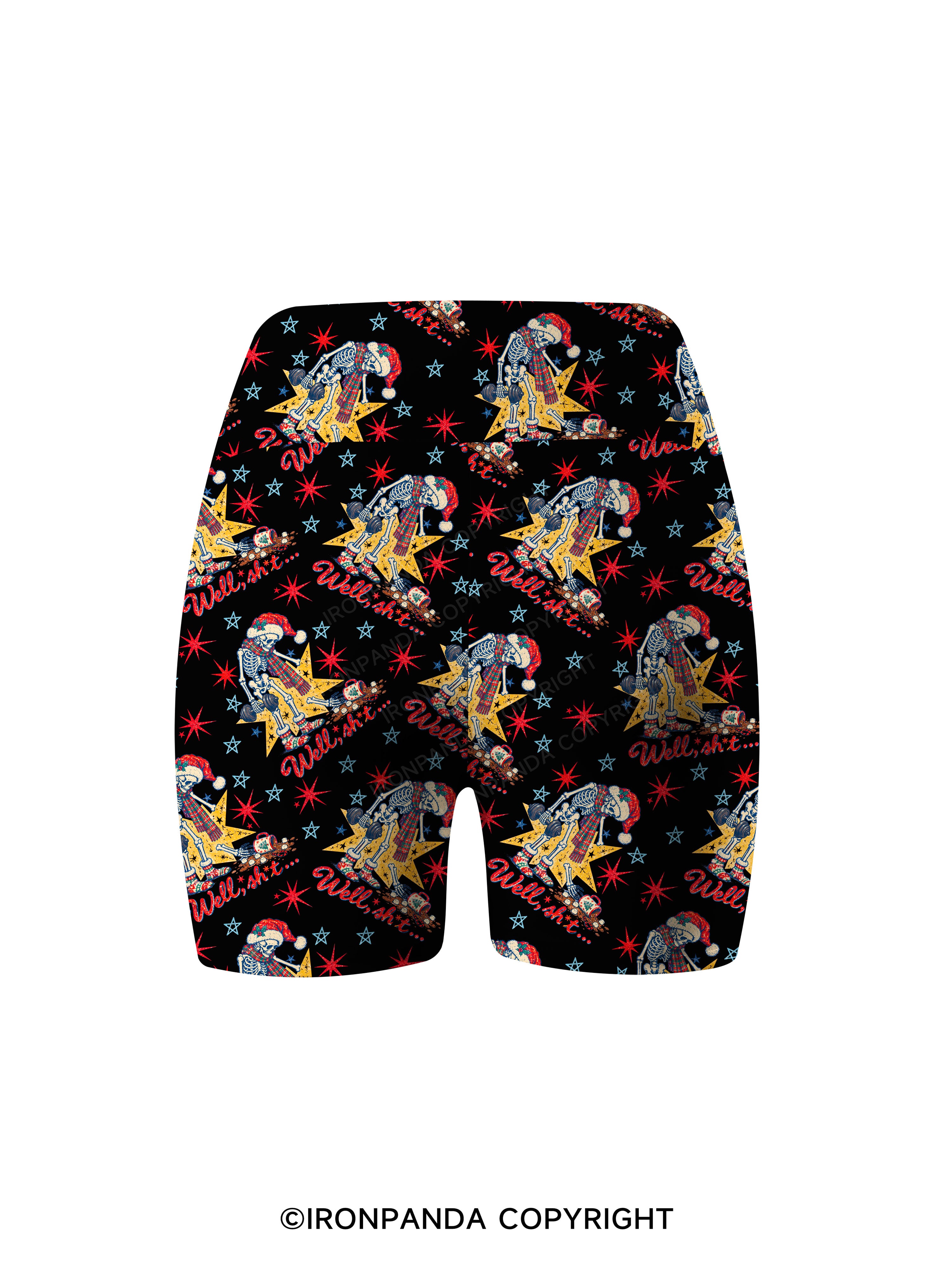 Well Shit Skeleton Printed Yoga Cycling Shorts