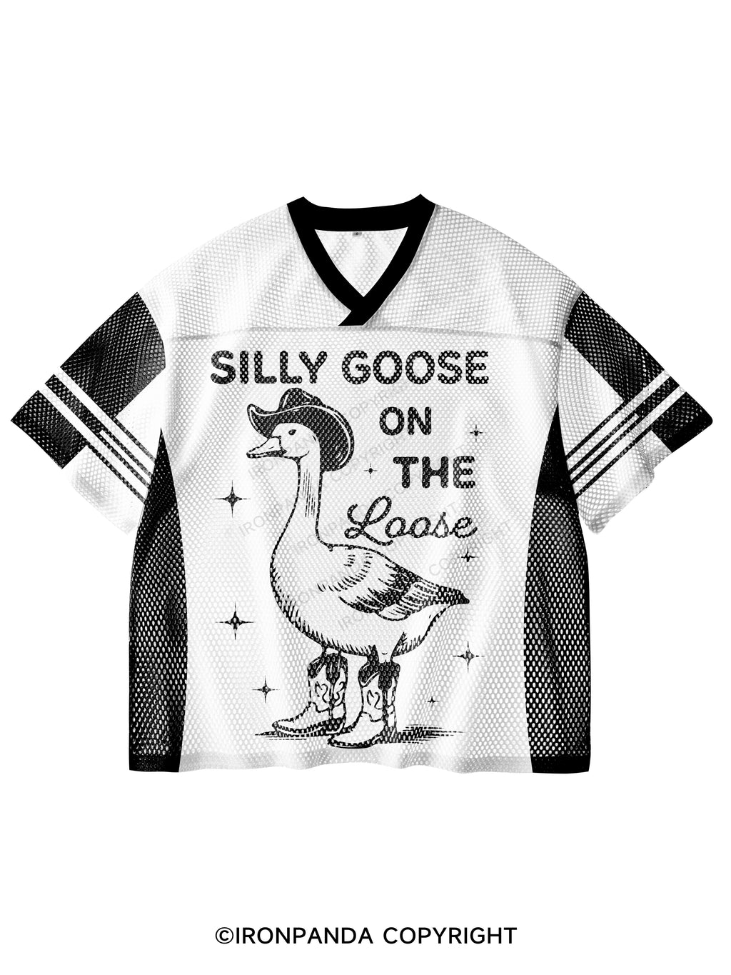 SILLY GOOSE ON THE LOOSE V-Neck Open Hole Mesh Top