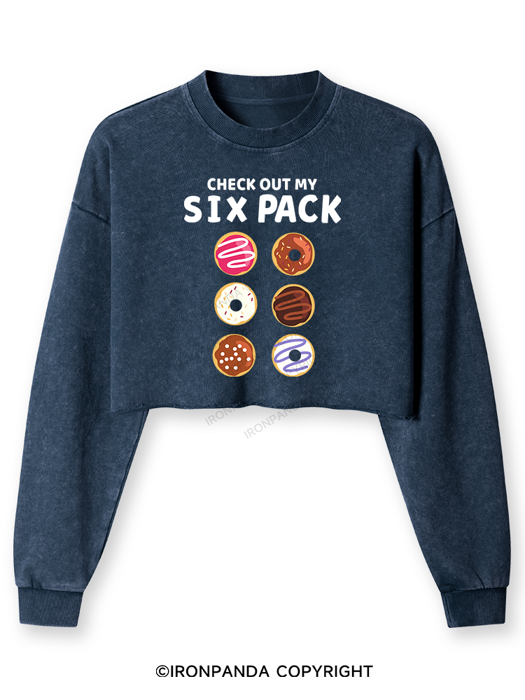 CHECK OUT MY SIX PACK Washed Long-Sleeve Crop Top