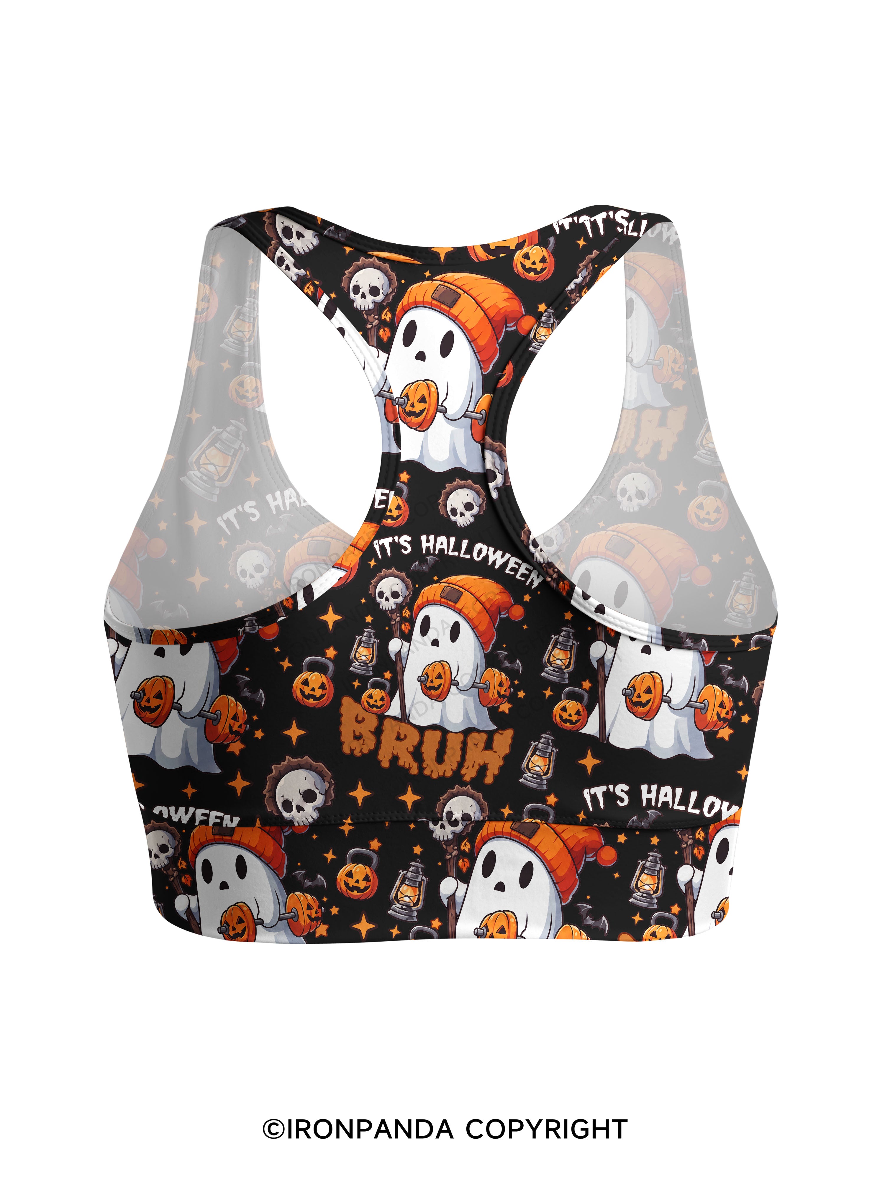 IT'S HALLOWEEN BRUH Racerback Sports Bra