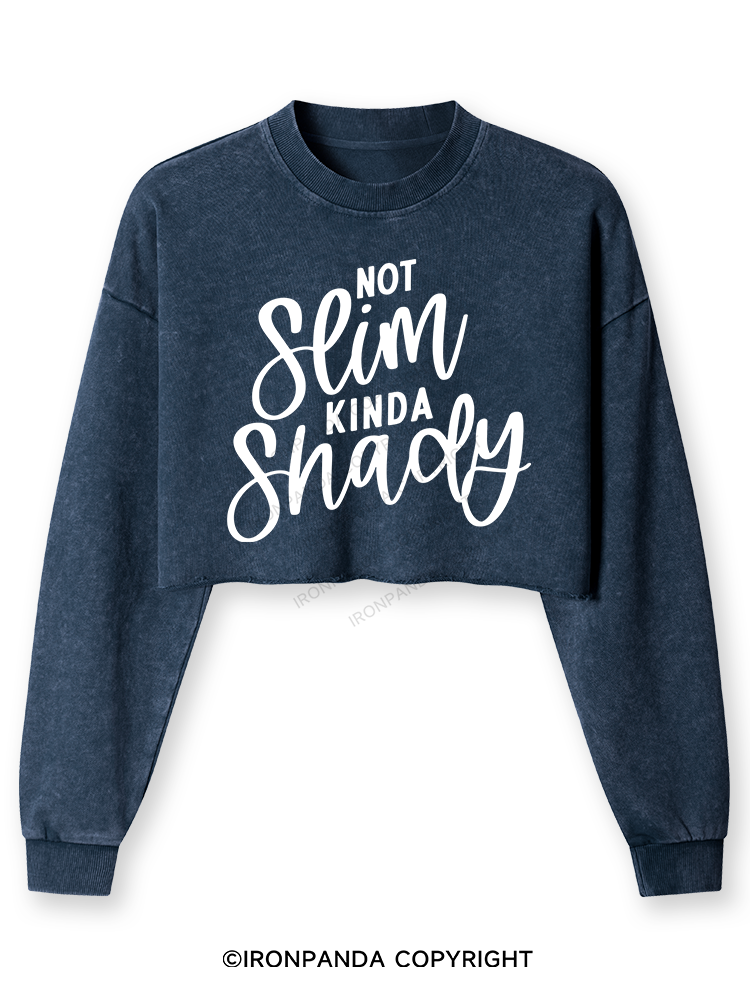 Not Slim Kinda Shady Washed Long-Sleeve Crop Top