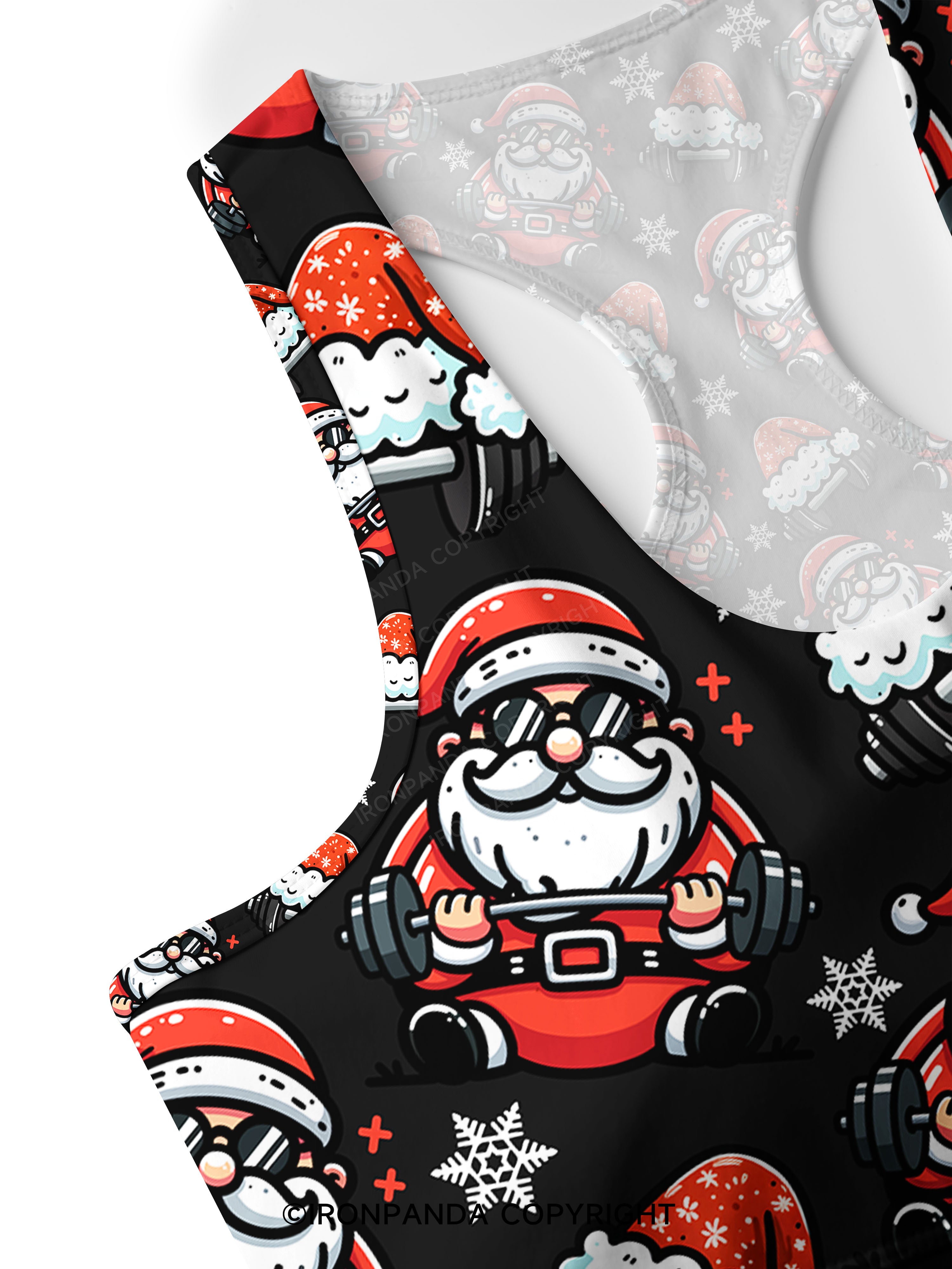 Lifting Santa Claus Racerback Sports Bra