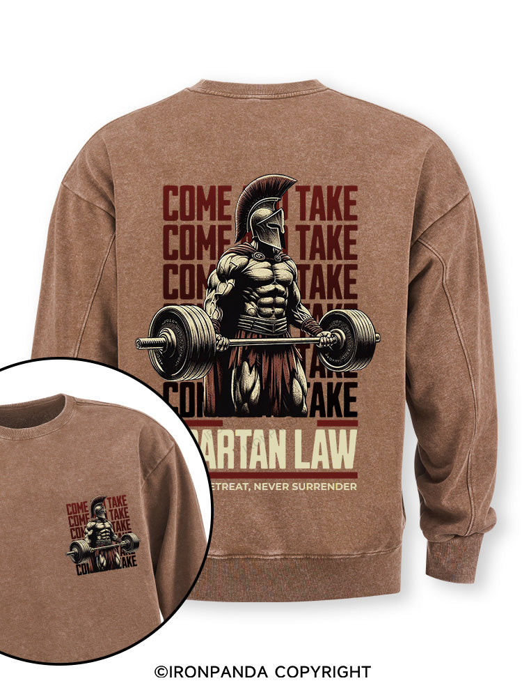 spartan law Double-Sided Printed Washed Sweatshirt