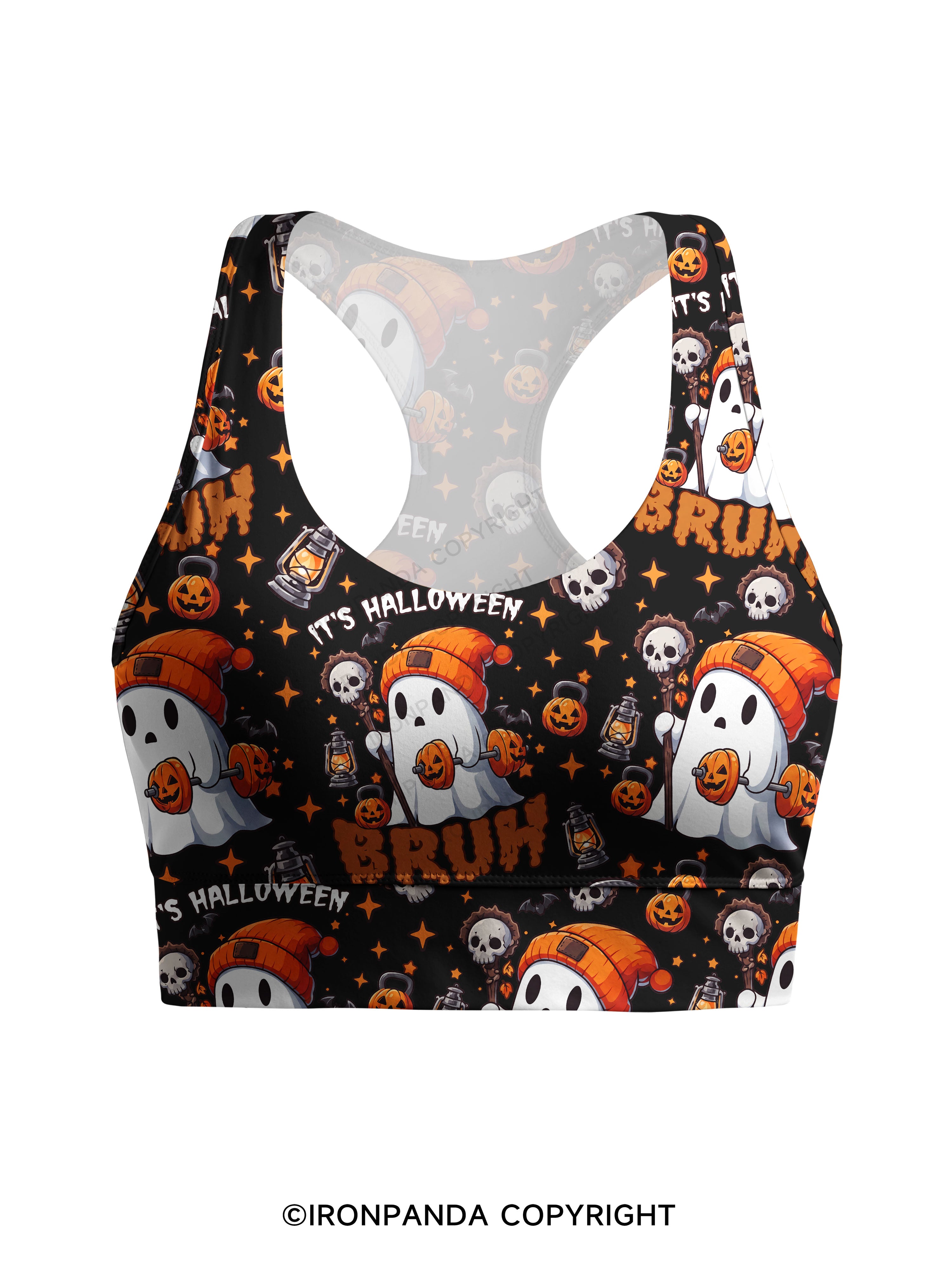 IT'S HALLOWEEN BRUH Racerback Sports Bra