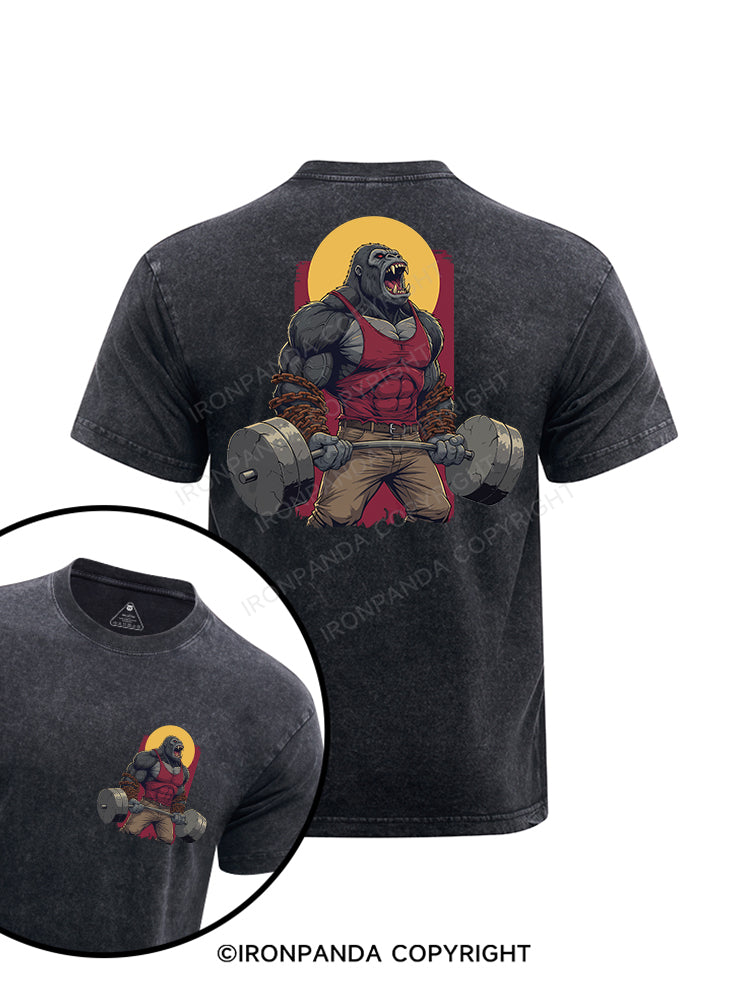 Gorilla Mode printed Washed Gym Shirt