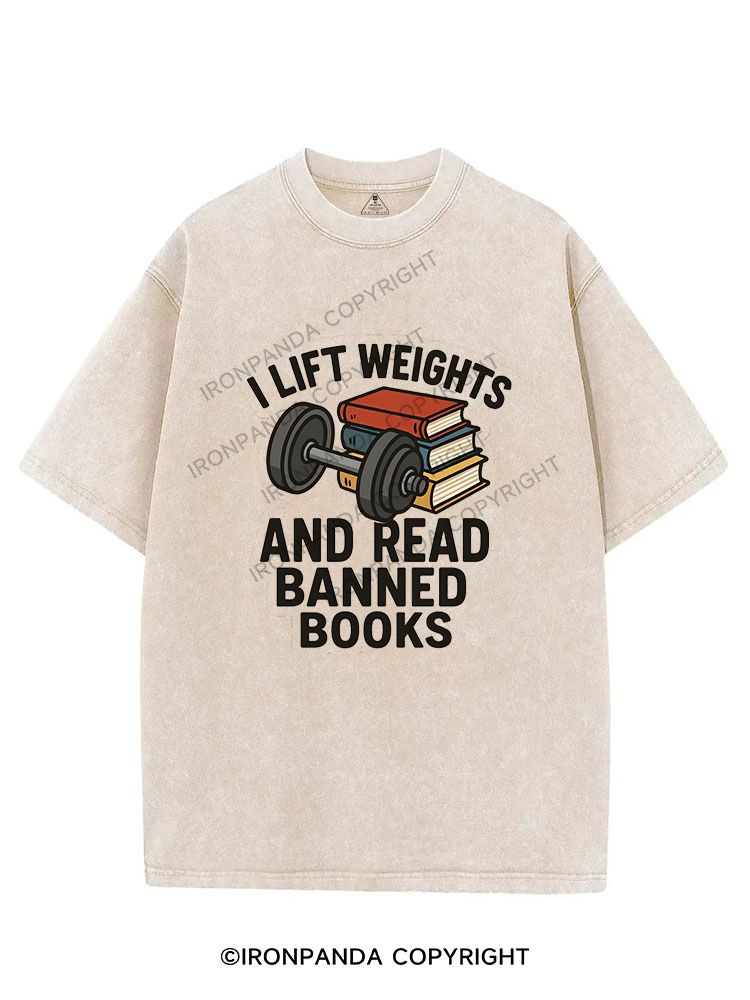 I LIFT WEIGHTS AND READ BANNED BOOKS VINTAGE GYM SHIRT