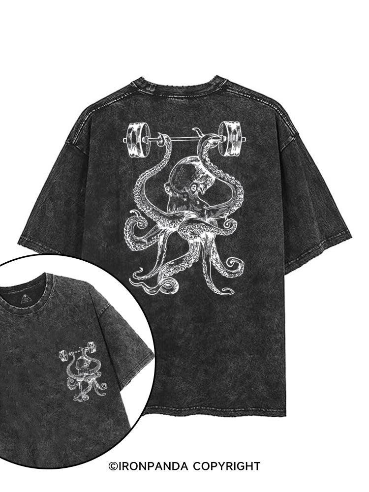 Octopus Weight Lifting Barbells printed Gym Shirt