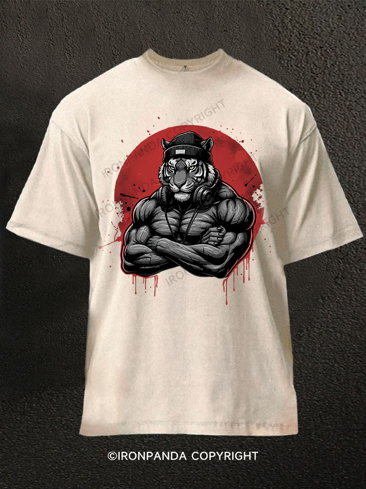 Muscle Tiger Washed Gym Shirt